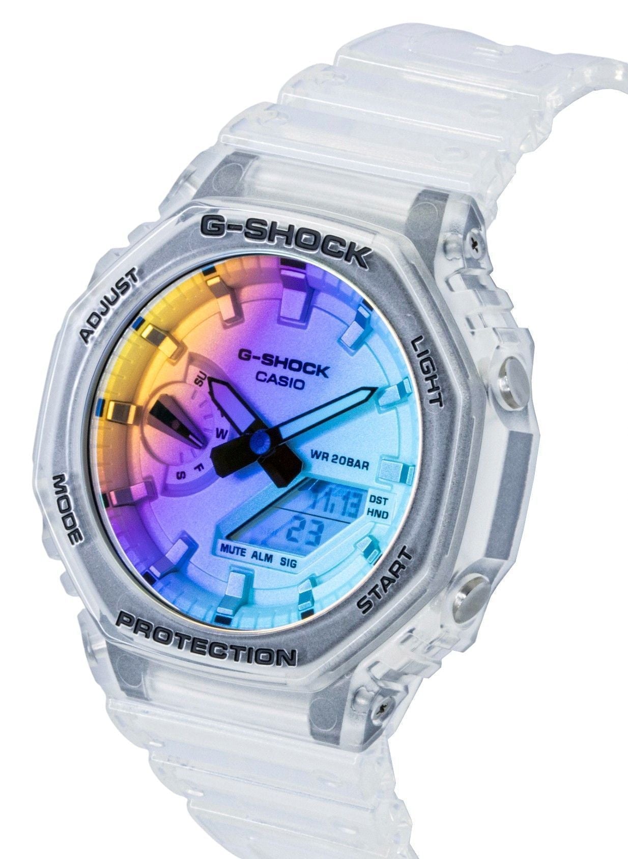 Casio G - Shock Analog Digital Transparent Resin Strap Multicolor Dial Quartz GA - 2100SRS - 7A 200M Men's Watch - Prestige Stones