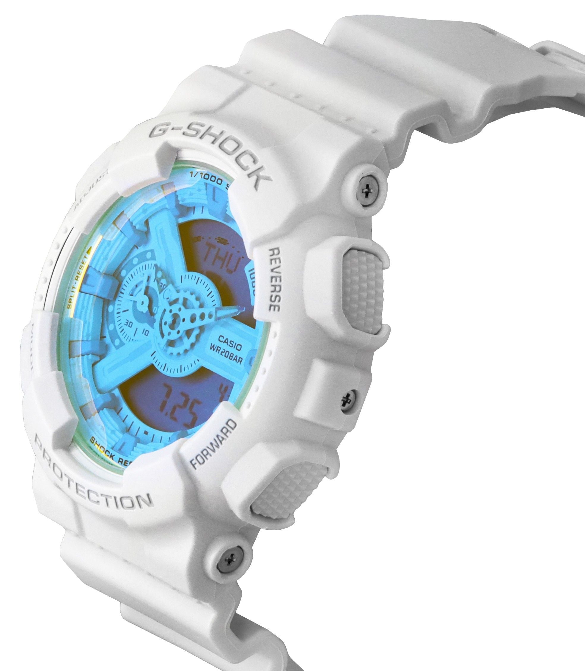 Casio G - Shock Analog Digital White Resin Strap Multicolor Dial Quartz GA - 110TL - 7A 200M Men's Watch - Prestige Stones