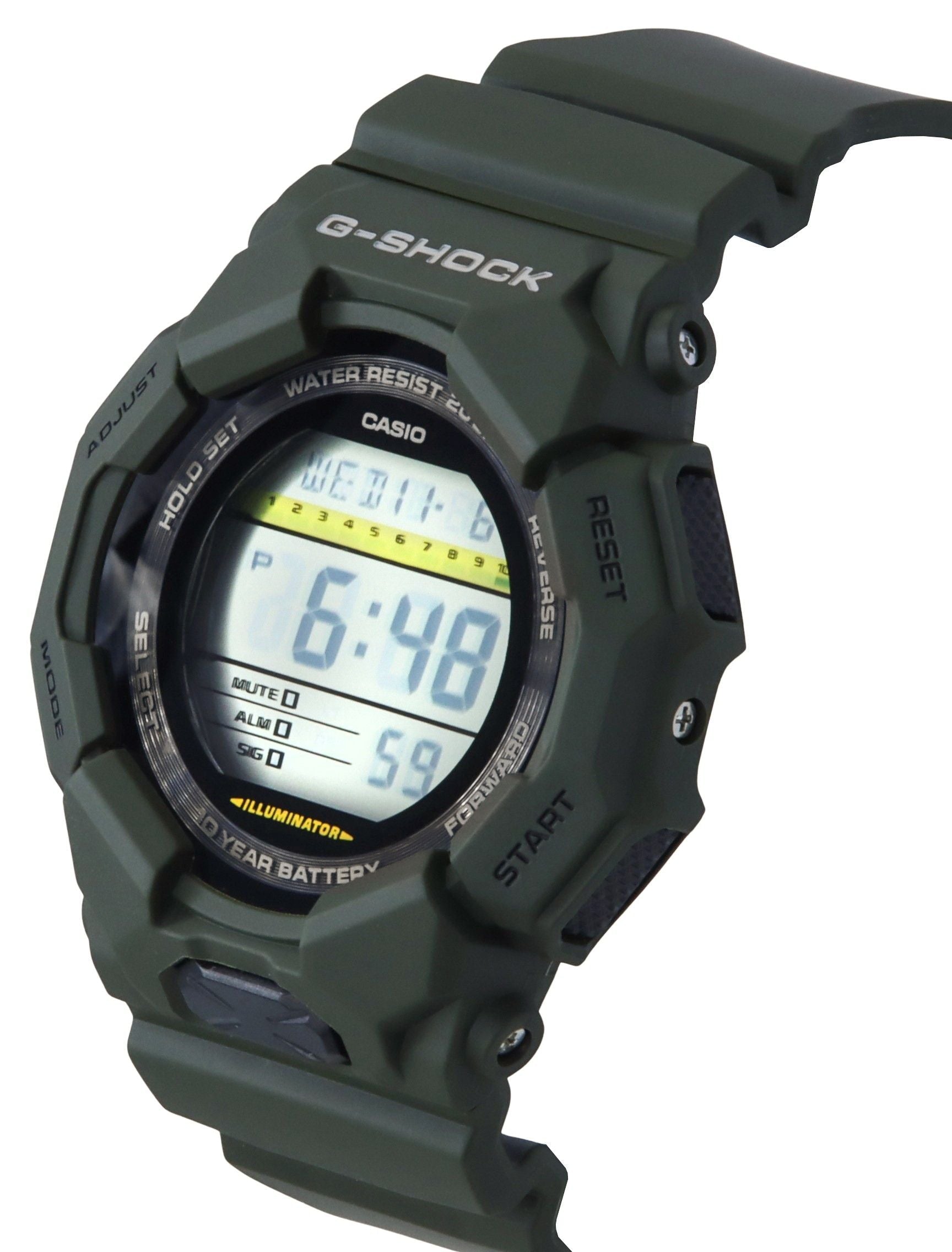 Casio G - Shock Digital Bio - Based Green Resin Strap Black Dial Quartz GD - 010 - 3 200M Men's Watch - Prestige Stones