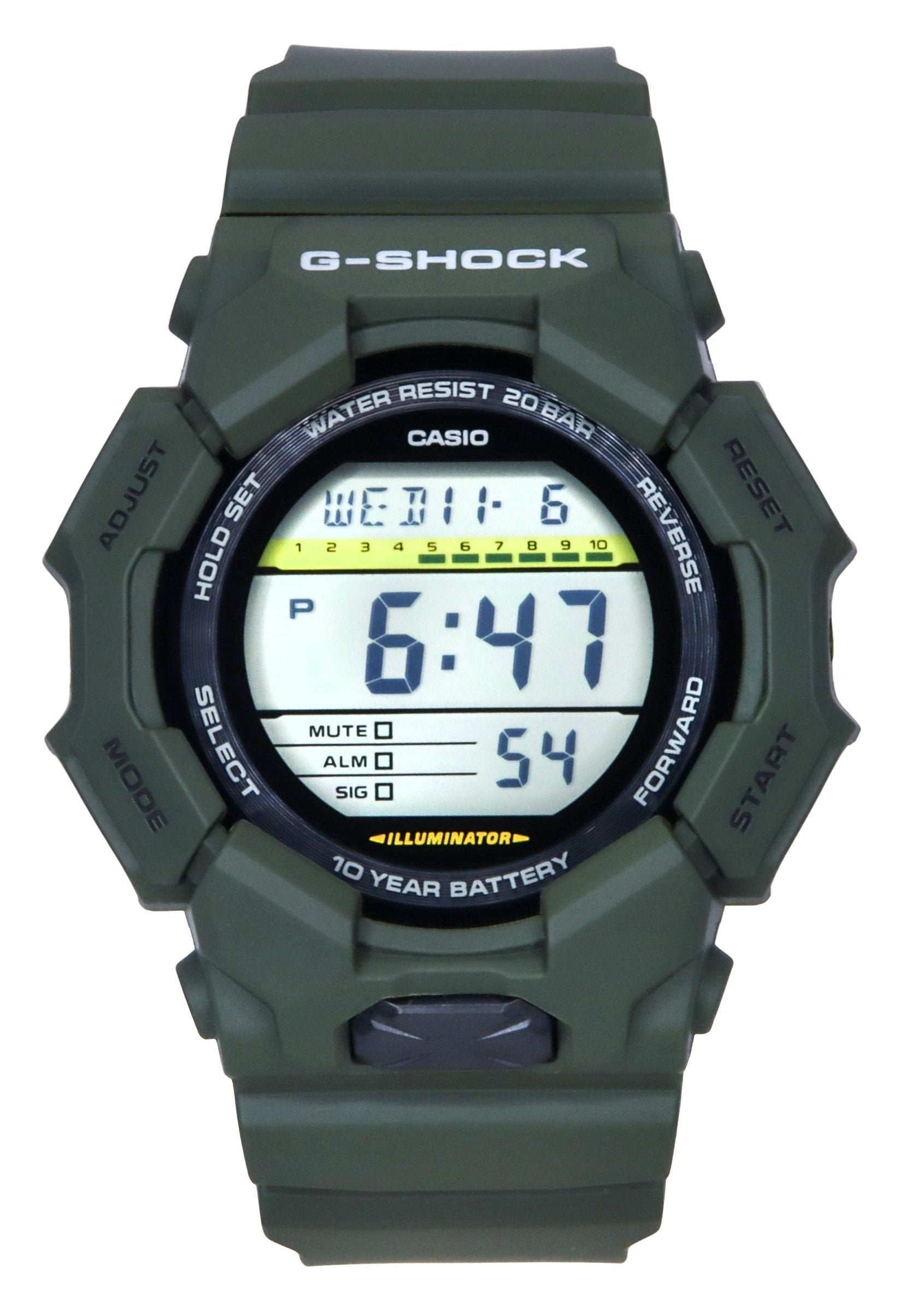 Casio G - Shock Digital Bio - Based Green Resin Strap Black Dial Quartz GD - 010 - 3 200M Men's Watch - Prestige Stones