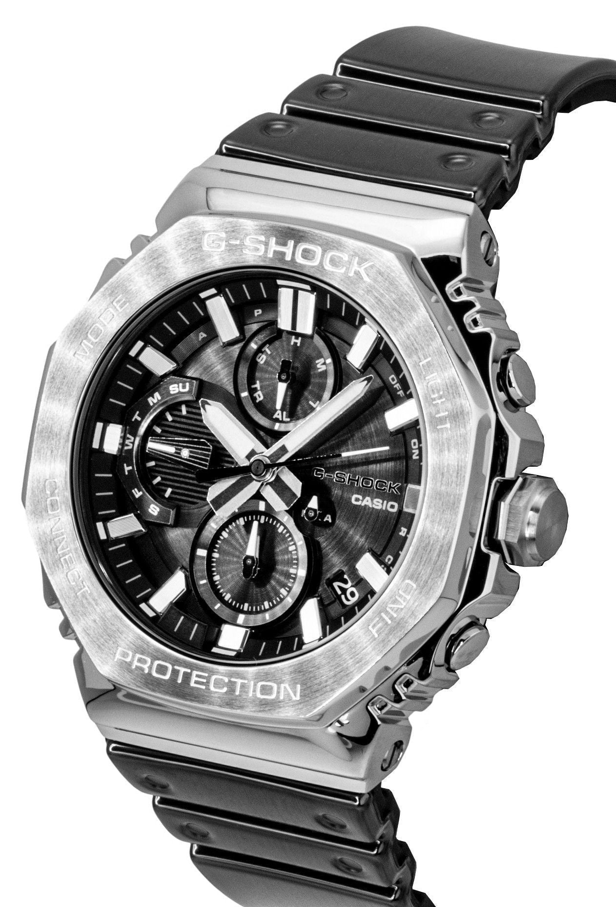 Casio G - Shock Full Metal Smartphone Link Silicone Strap Analog Black Dial Solar GMC - B2100Y - 1A 200M Men's Watch - Prestige Stones