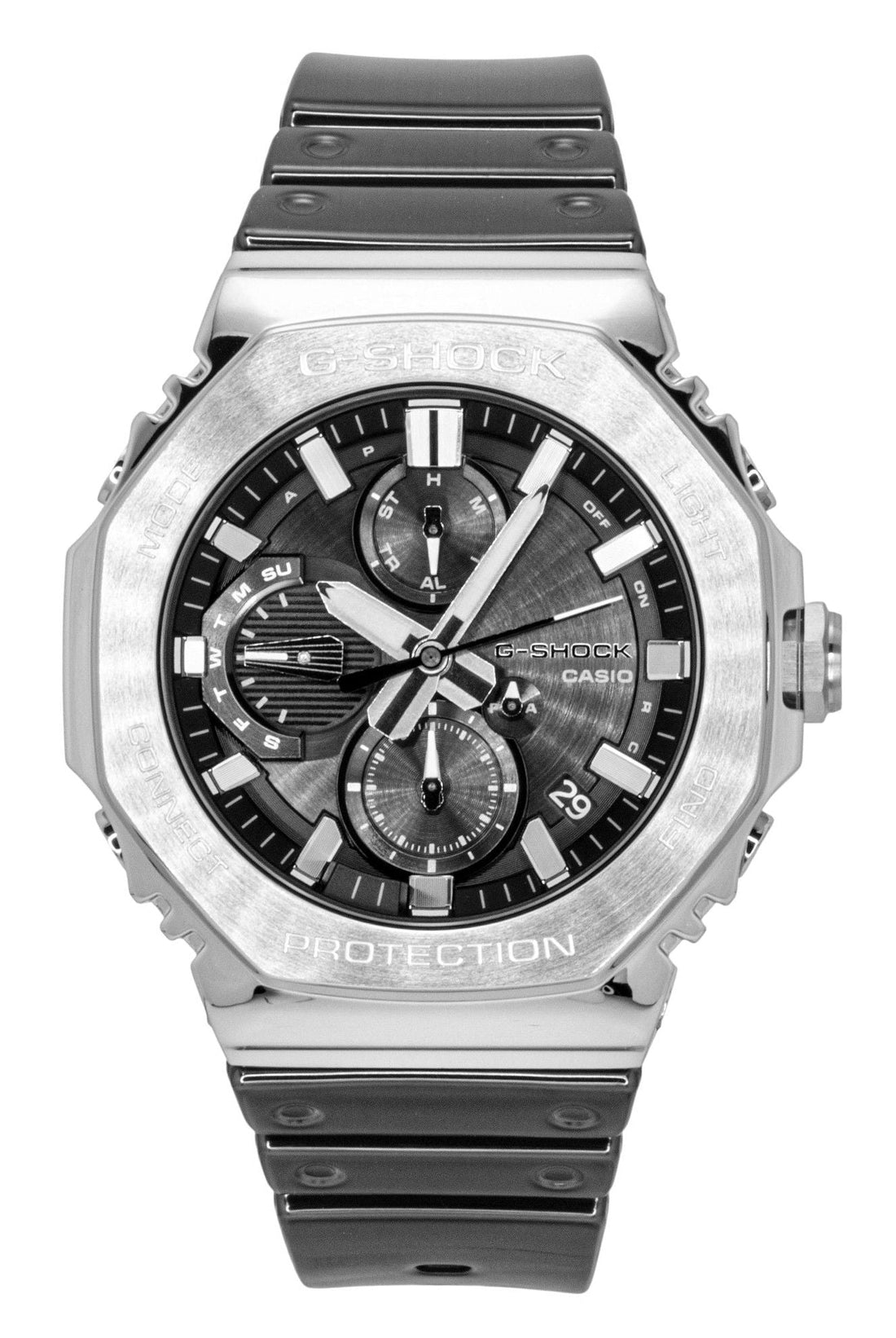 Casio G - Shock Full Metal Smartphone Link Silicone Strap Analog Black Dial Solar GMC - B2100Y - 1A 200M Men's Watch - Prestige Stones