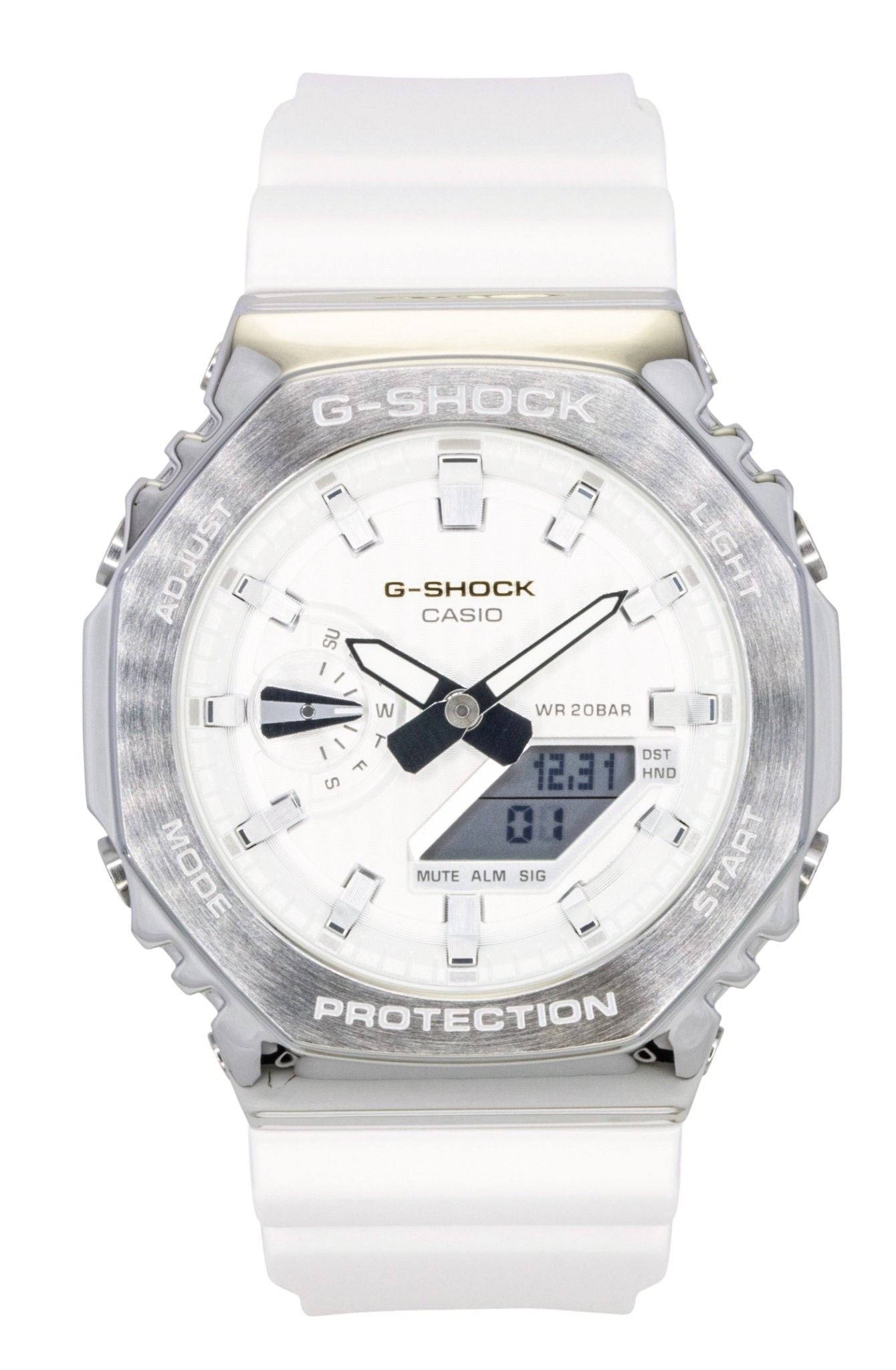 Casio G - Shock G - Steel Analog Digital Limited Edition White Dial Quartz GM - 2110SH - 7A 200M Men's Watch - Prestige Stones