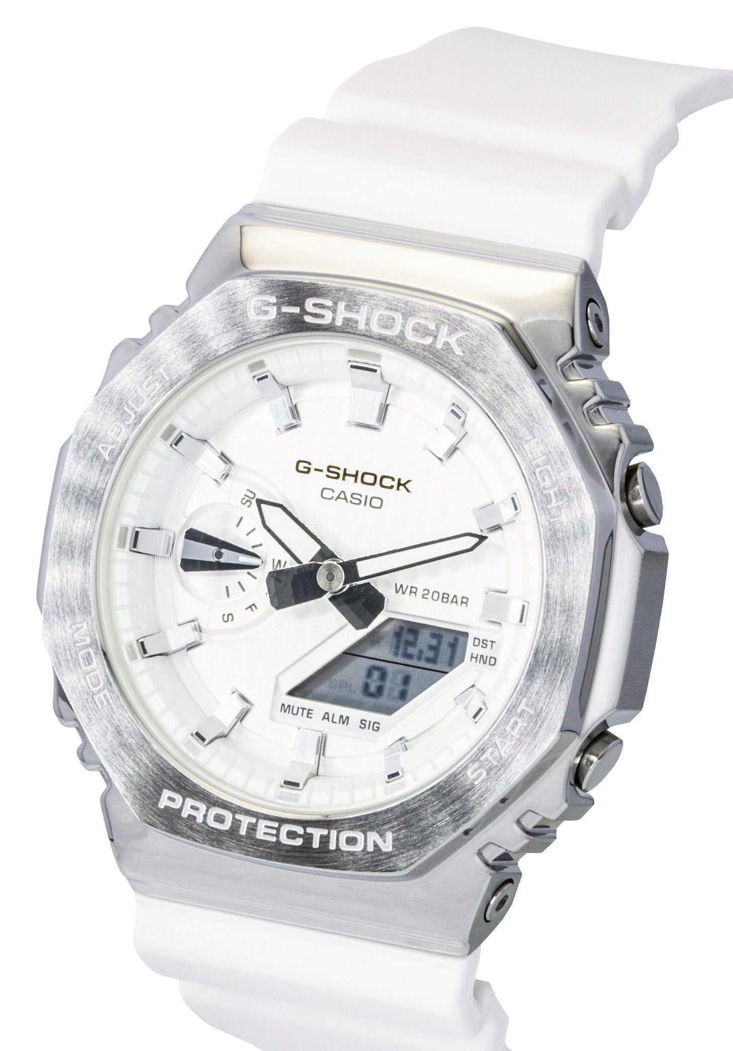 Casio G - Shock G - Steel Analog Digital Limited Edition White Dial Quartz GM - 2110SH - 7A 200M Men's Watch - Prestige Stones