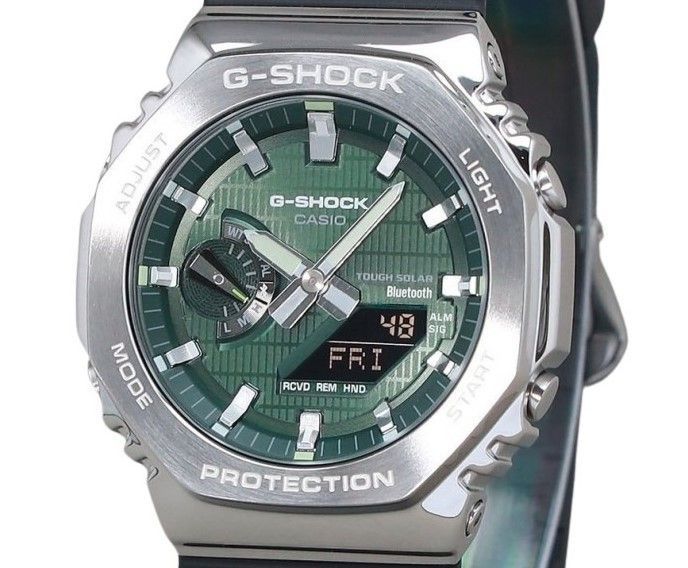 Casio G - Shock G - Steel Analog Digital Smartphone Link Resin Strap Green Dial Tough Solar GBM - 2100A - 1A3 200M Men's Watch - Prestige Stones