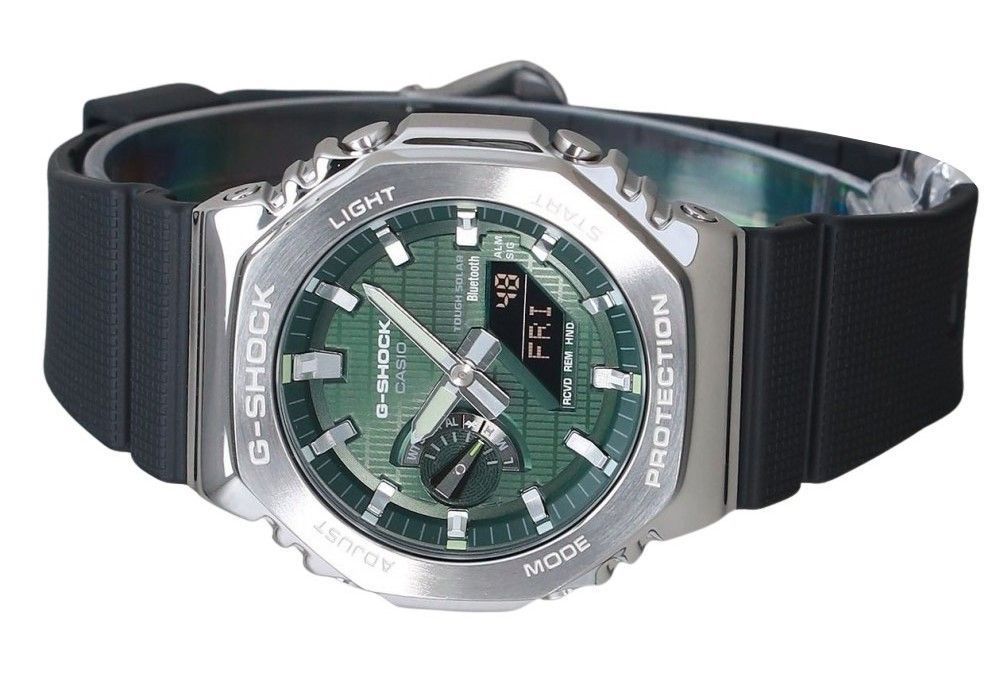 Casio G - Shock G - Steel Analog Digital Smartphone Link Resin Strap Green Dial Tough Solar GBM - 2100A - 1A3 200M Men's Watch - Prestige Stones