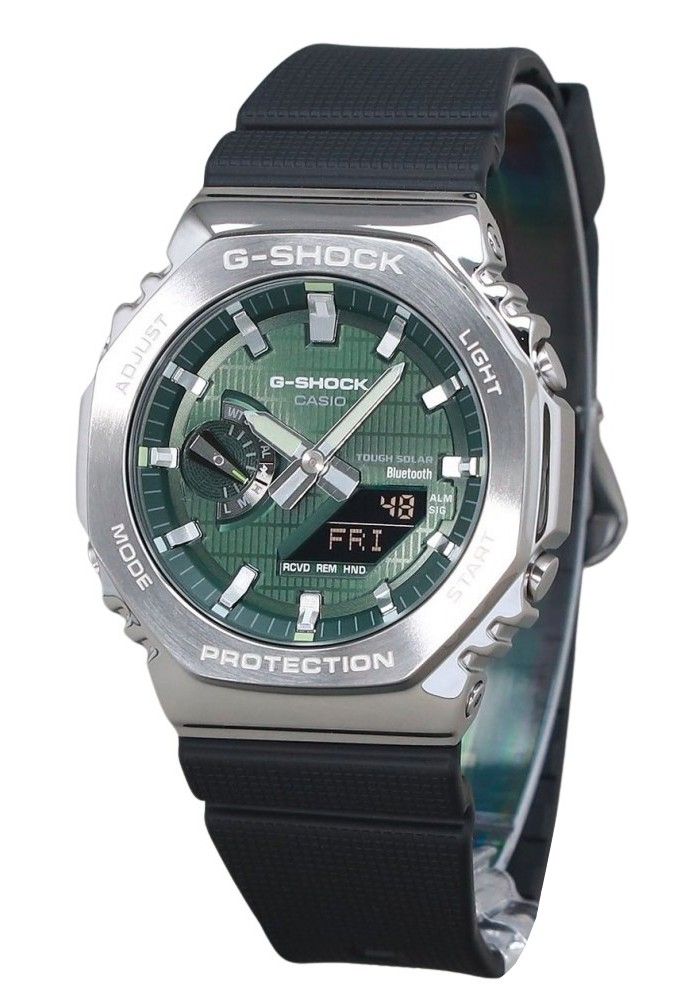 Casio G - Shock G - Steel Analog Digital Smartphone Link Resin Strap Green Dial Tough Solar GBM - 2100A - 1A3 200M Men's Watch - Prestige Stones