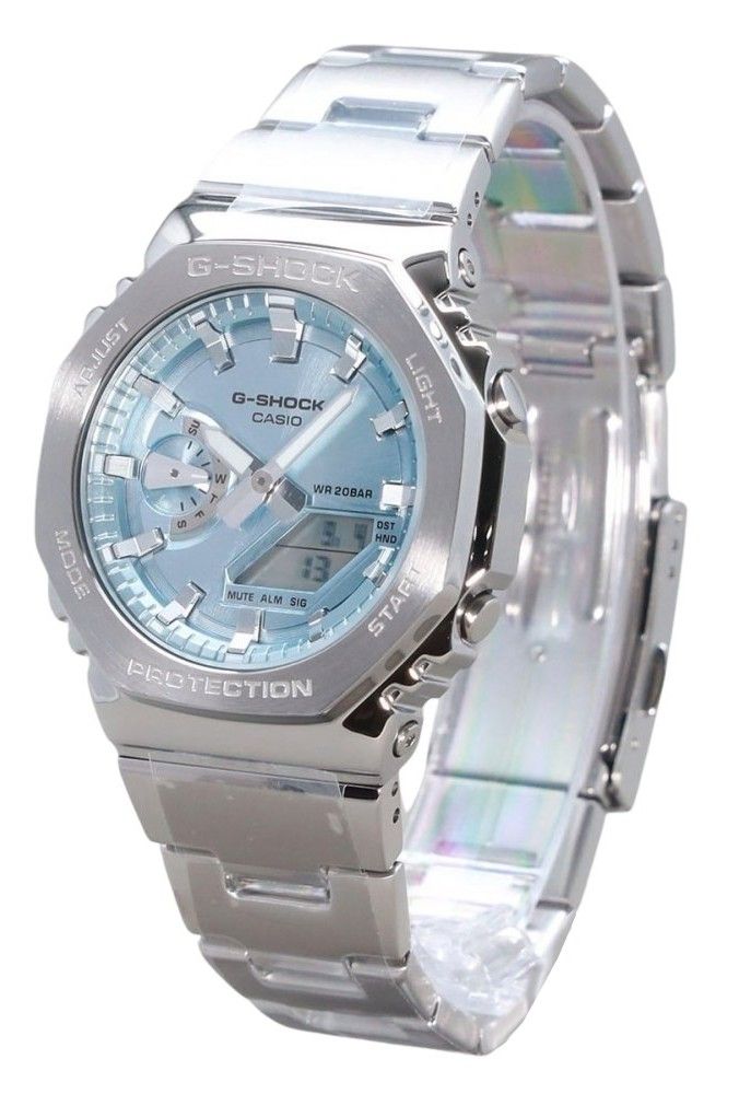 Casio G - Shock G - Steel Analog Digital Stainless Steel Light Blue Dial Quartz GM - 2110D - 2A 200M Men's Watch - Prestige Stones