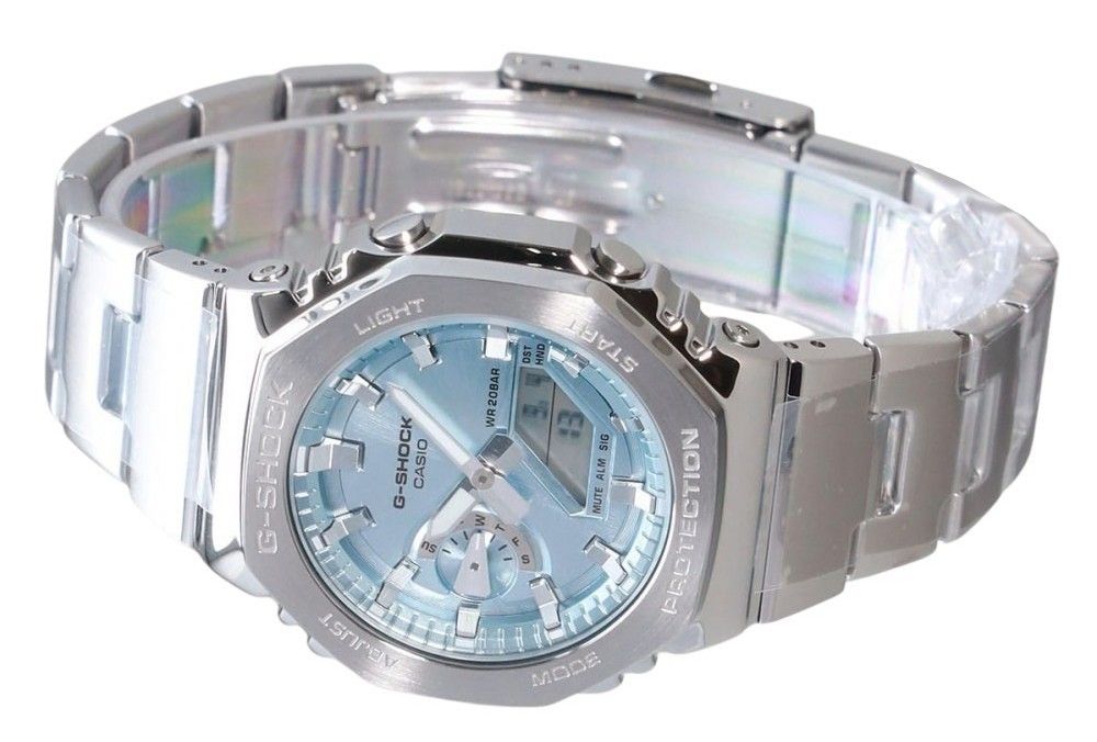 Casio G - Shock G - Steel Analog Digital Stainless Steel Light Blue Dial Quartz GM - 2110D - 2A 200M Men's Watch - Prestige Stones