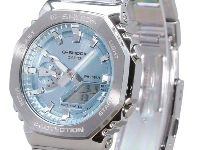 Casio G - Shock G - Steel Analog Digital Stainless Steel Light Blue Dial Quartz GM - 2110D - 2A 200M Men's Watch - Prestige Stones