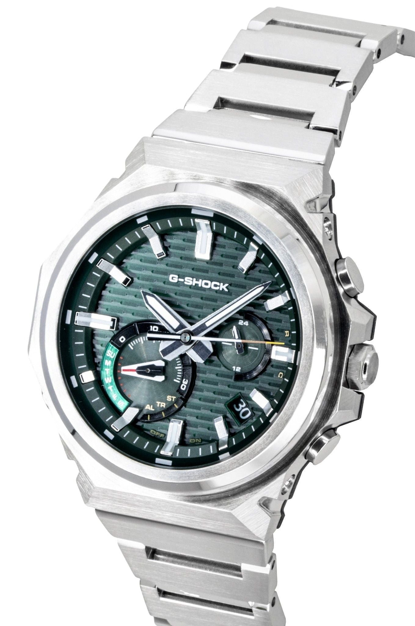 Casio G - Shock G - Steel Analog Smartphone Link Stainless Steel Green Dial Solar GST - B1000D - 3A 200M Men's Watch - Prestige Stones