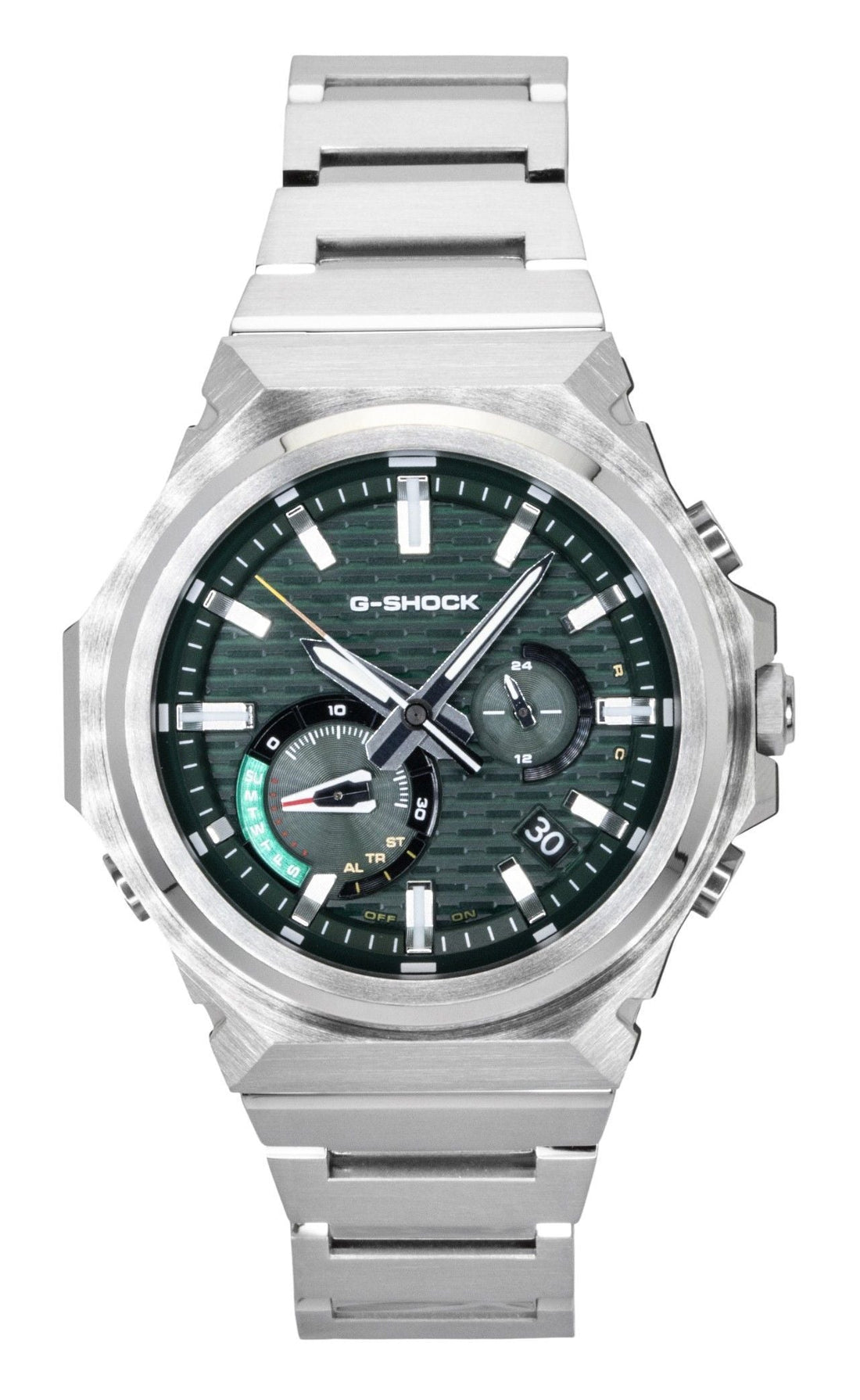 Casio G - Shock G - Steel Analog Smartphone Link Stainless Steel Green Dial Solar GST - B1000D - 3A 200M Men's Watch - Prestige Stones