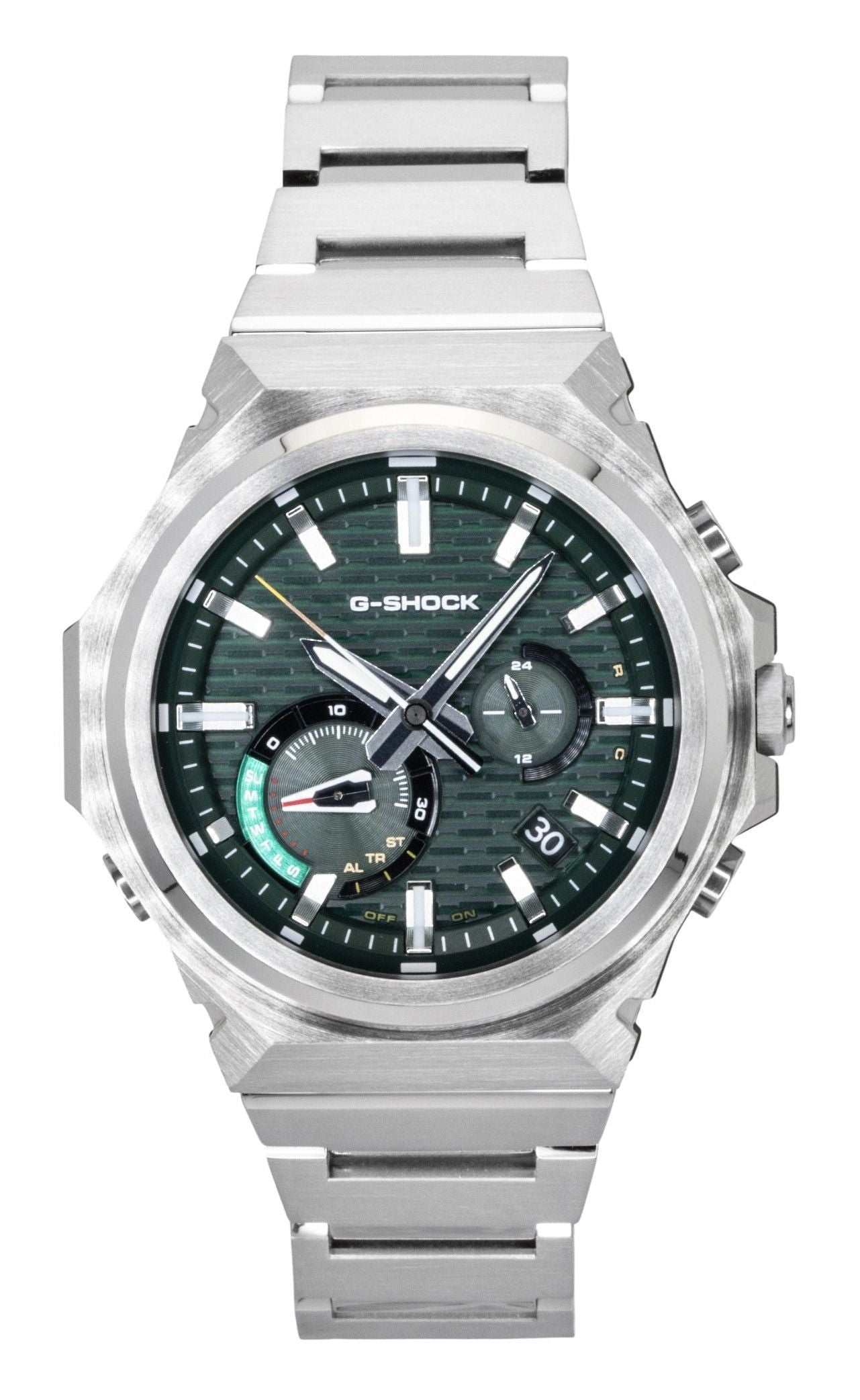 Casio G - Shock G - Steel Analog Smartphone Link Stainless Steel Green Dial Solar GST - B1000D - 3A 200M Men's Watch - Prestige Stones
