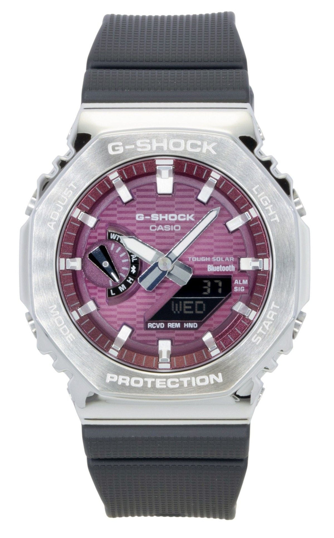 Casio G - Shock G - Steel Bio - Based Resin Strap Smartphone Link Analog Digital Pink Dial Solar GBM - 2100A - 4B 200M Men's Watch - Prestige Stones