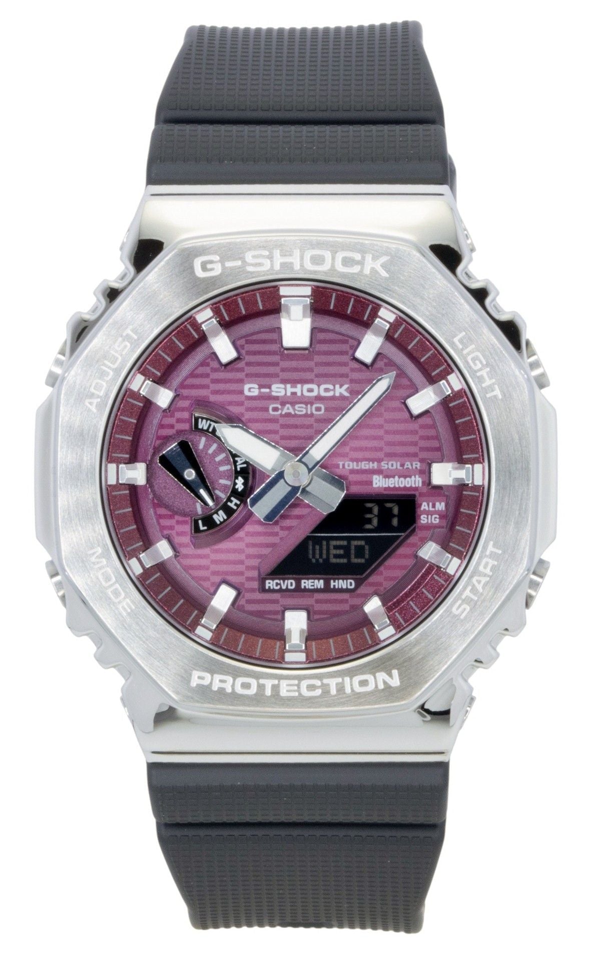 Casio G - Shock G - Steel Bio - Based Resin Strap Smartphone Link Analog Digital Pink Dial Solar GBM - 2100A - 4B 200M Men's Watch - Prestige Stones