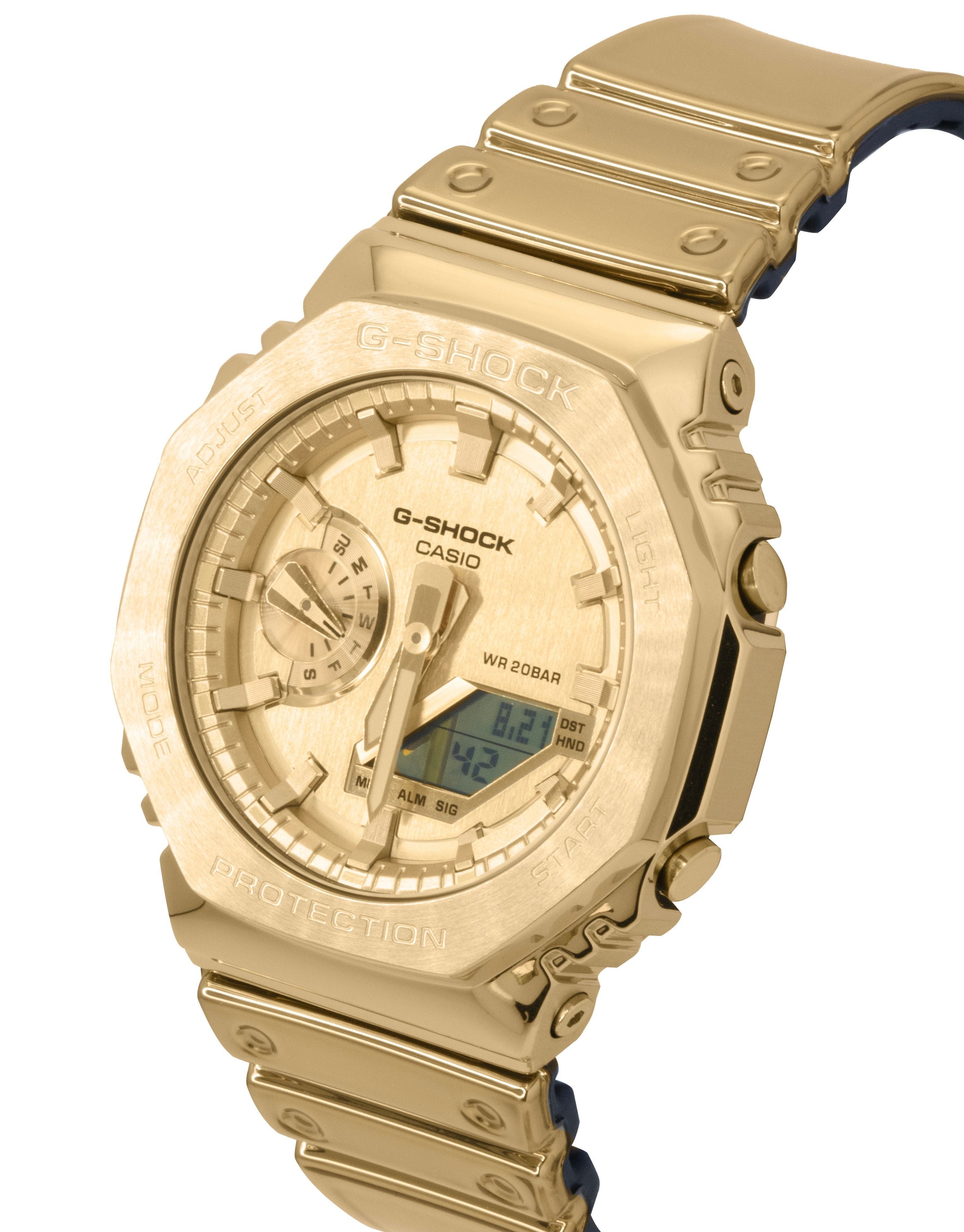 Casio G - Shock G - Steel Fine Metallic Analog Digital Gold Dial Quartz GM - 2100YMG - 9A9 200M Men's Watch - Prestige Stones