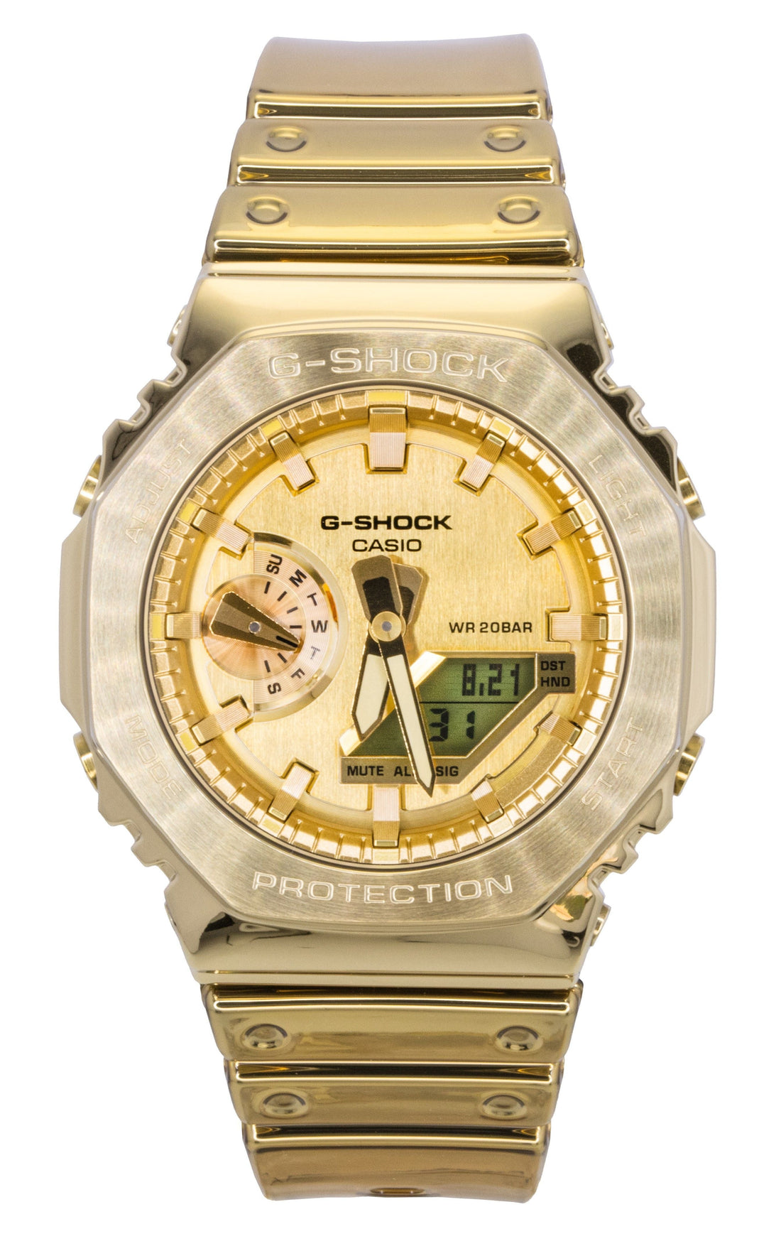 Casio G - Shock G - Steel Fine Metallic Analog Digital Gold Dial Quartz GM - 2100YMG - 9A9 200M Men's Watch - Prestige Stones