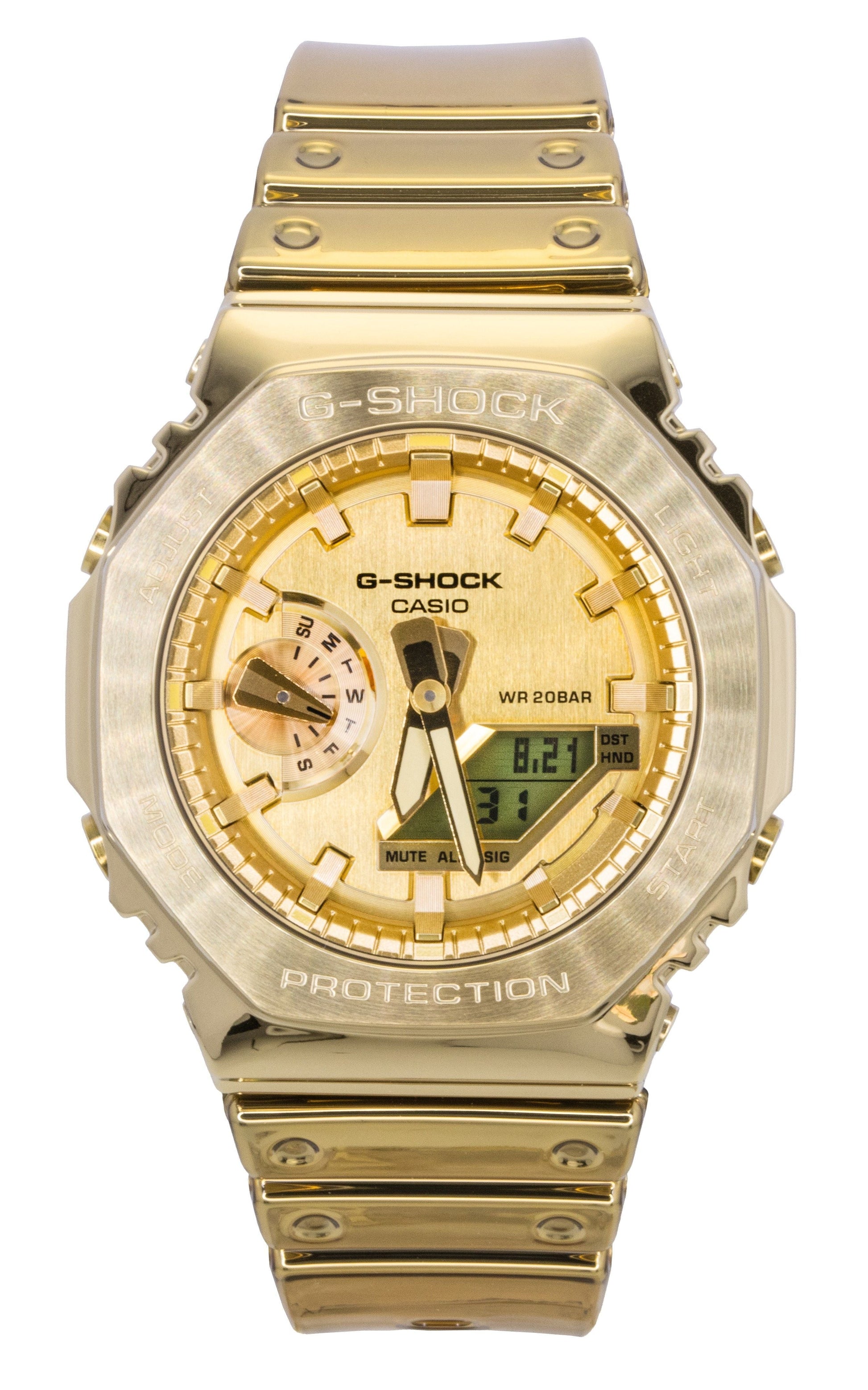 Casio G - Shock G - Steel Fine Metallic Analog Digital Gold Dial Quartz GM - 2100YMG - 9A9 200M Men's Watch - Prestige Stones