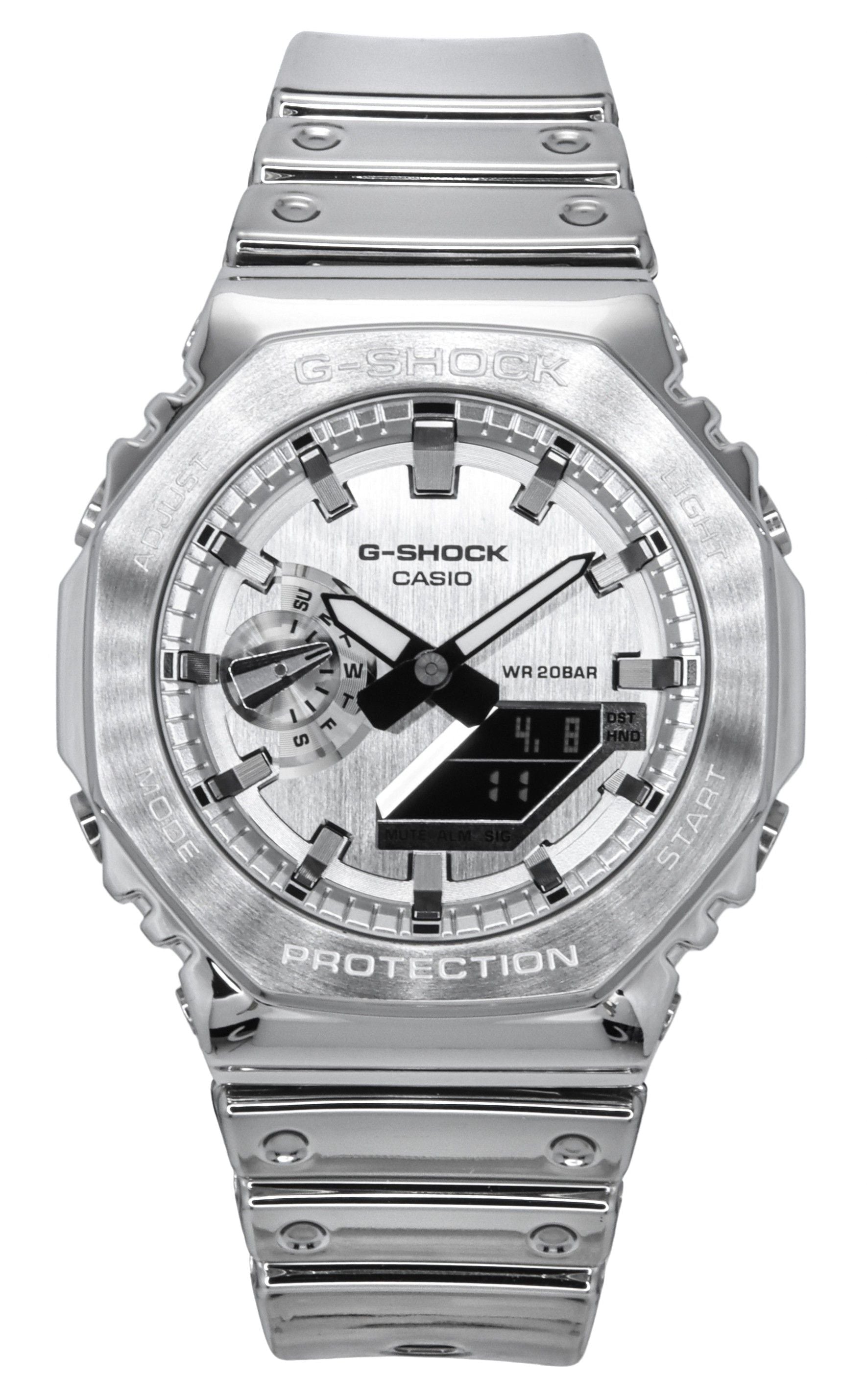 Casio G - Shock G - Steel Fine Metallic Tough Silicone Strap Grey Dial Quartz GM - 2100YM - 8A 200M Men's Watch - Prestige Stones