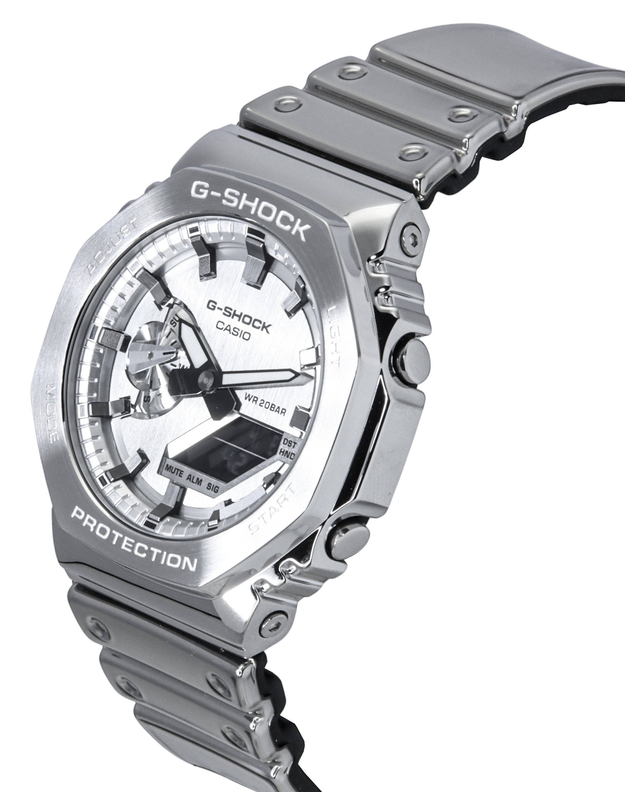 Casio G - Shock G - Steel Fine Metallic Tough Silicone Strap Grey Dial Quartz GM - 2100YM - 8A 200M Men's Watch - Prestige Stones