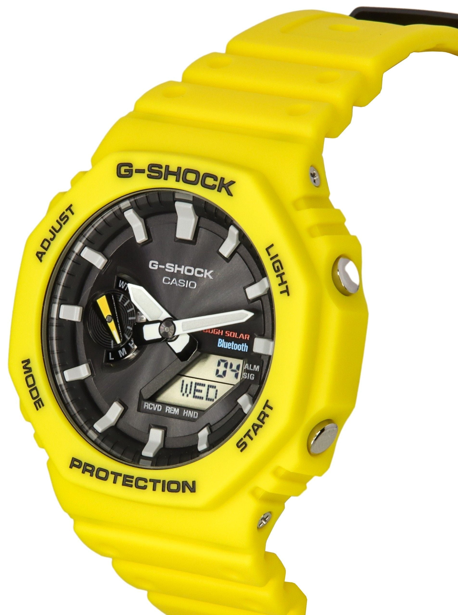 Casio G - Shock Mobile Link Analog Digital Yellow Resin Strap Black Dial Solar GA - B2100C - 9A 200M Men's Watch - Prestige Stones