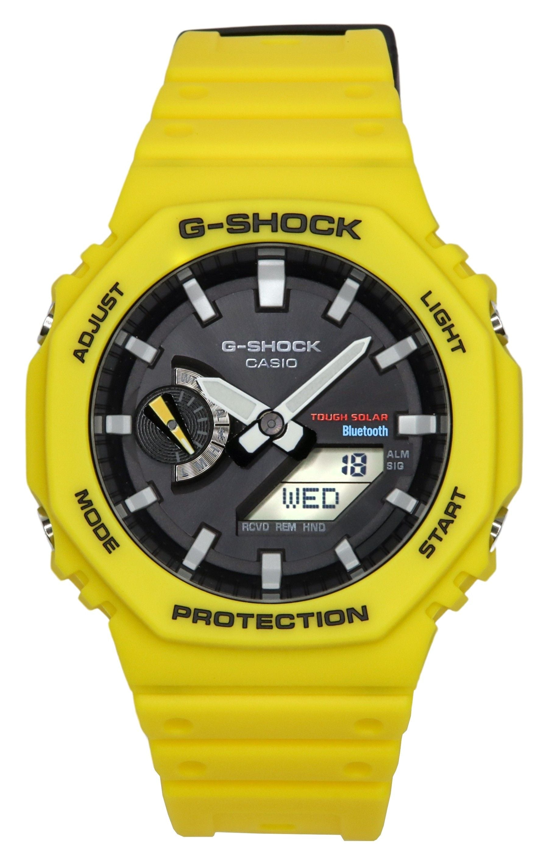 Casio G - Shock Mobile Link Analog Digital Yellow Resin Strap Black Dial Solar GA - B2100C - 9A 200M Men's Watch - Prestige Stones