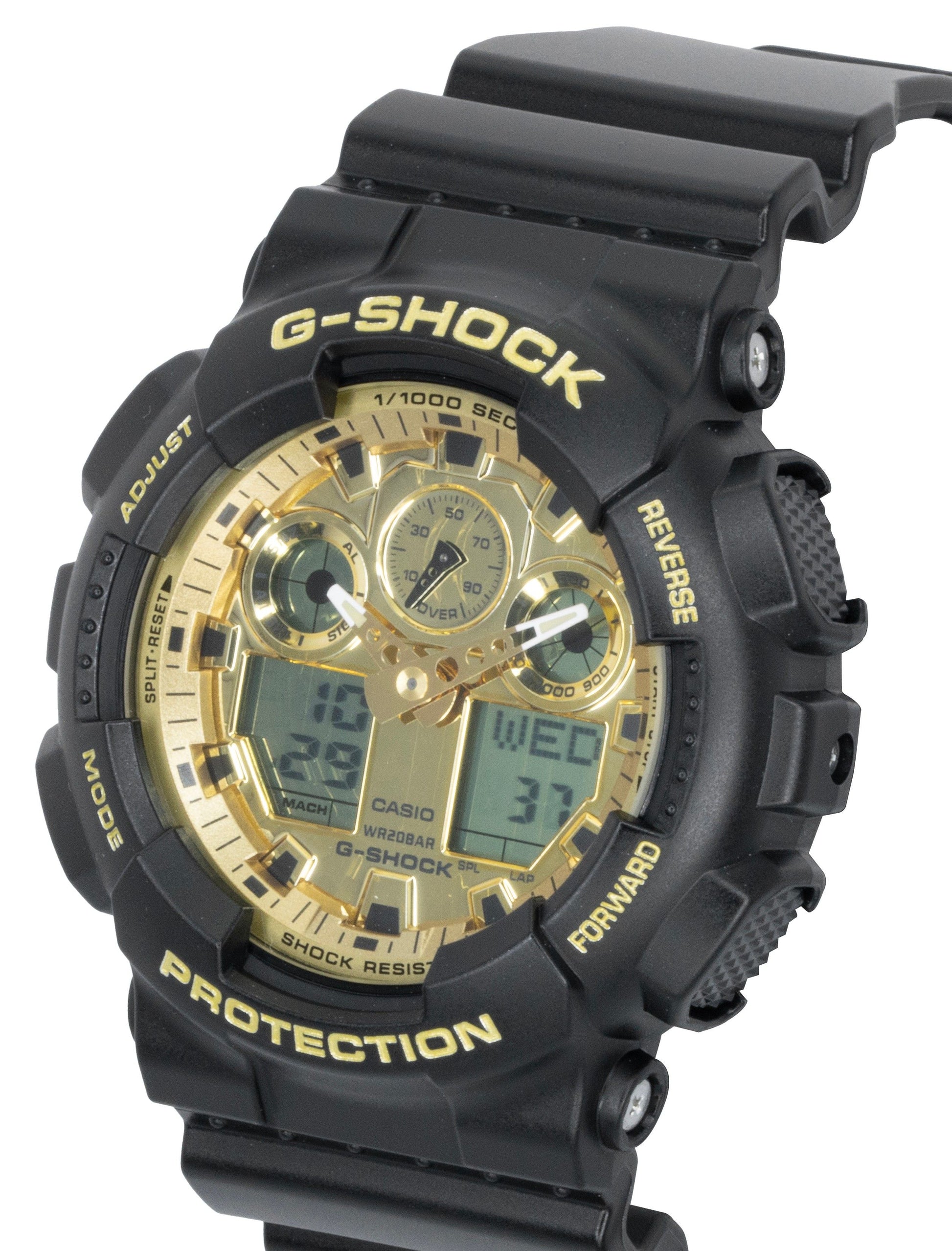 Casio G - Shock Resin Strap Analog Digital Gold Dial Quartz GA - 100GGB - 1A9 200M Men's Watch - Prestige Stones