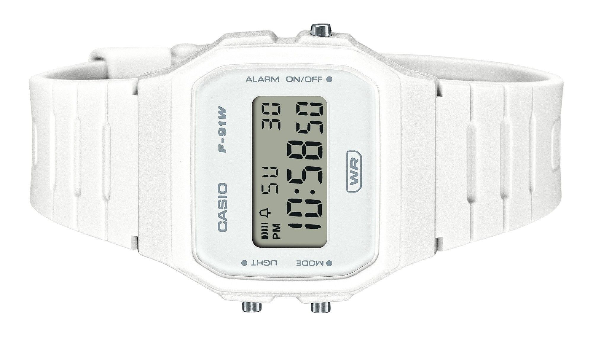 Casio Pop Digital Bio - Based White Resin Strap Quartz F - 91WB - 7A 100M Unisex Watch - Prestige Stones
