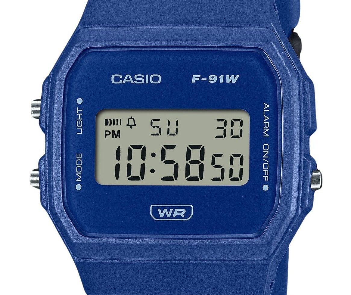 Casio POP Digital Blue Bio Based Resin Strap Quartz F - 91WB - 2A1 Unisex Watch - Prestige Stones