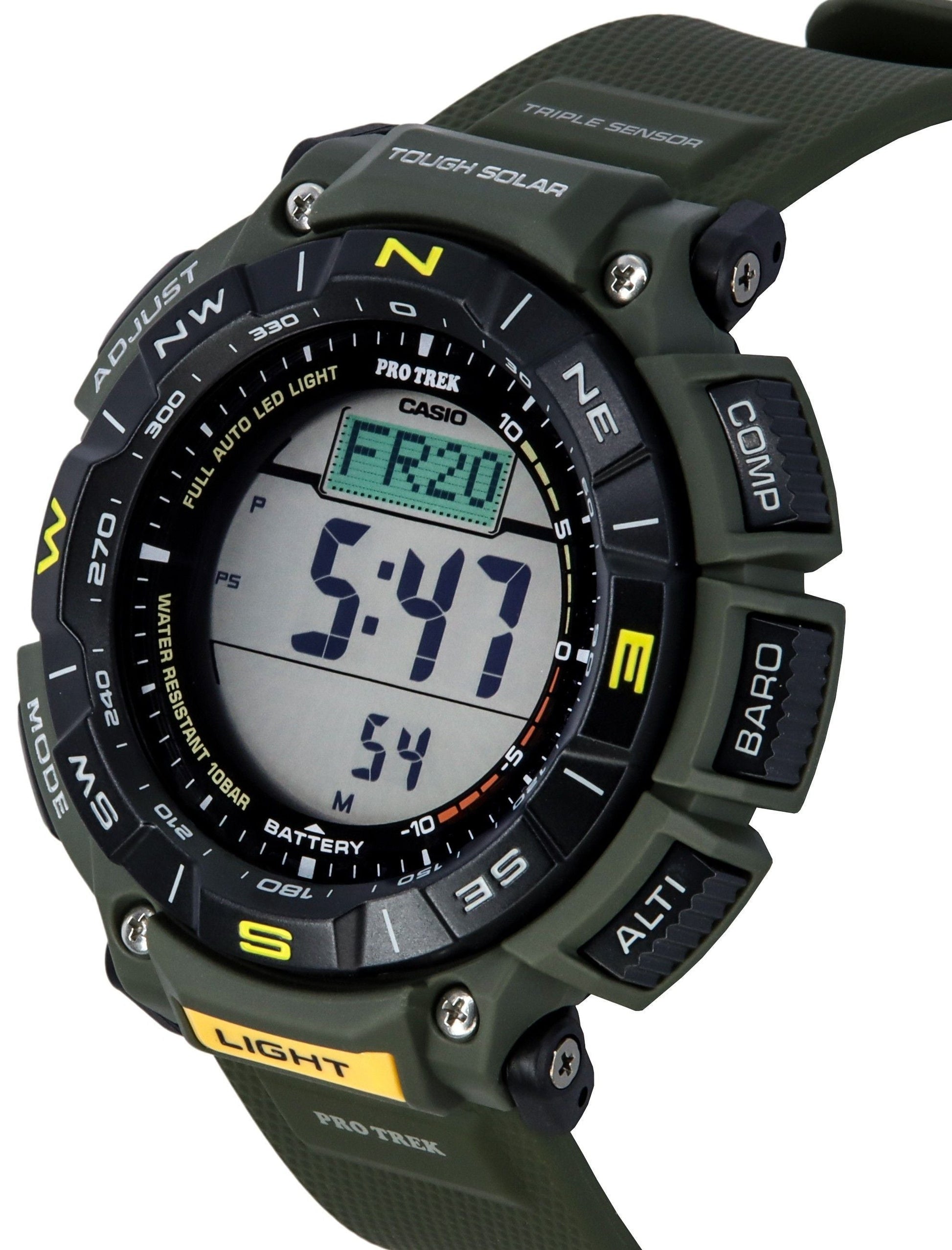 Casio Pro Trek Digital Green Bio Based Resin Strap Tough Solar PRG - 340 - 3 100M Men's Watch - Prestige Stones