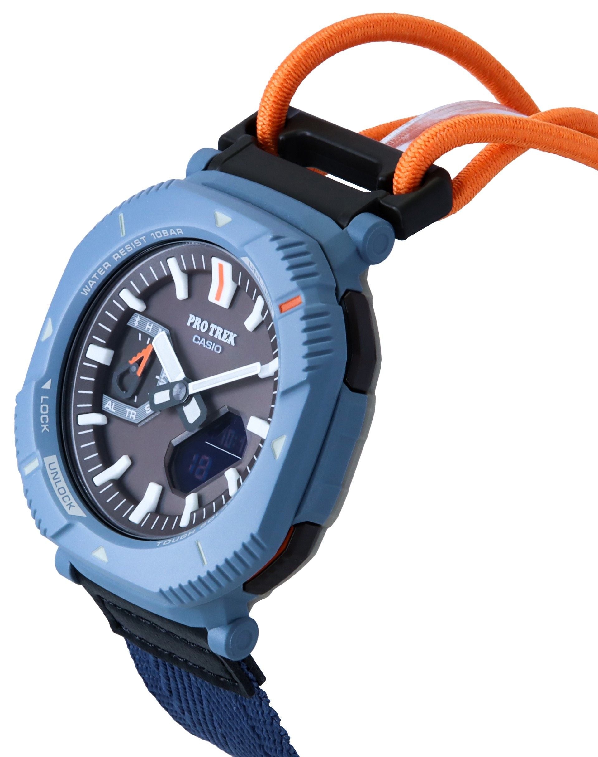 Casio Pro Trek Hiker Line Analog Digital Mobile Link Cloth Strap Grey Dial Tough Solar PRJ - B001B - 2 100M Men's Watch - Prestige Stones