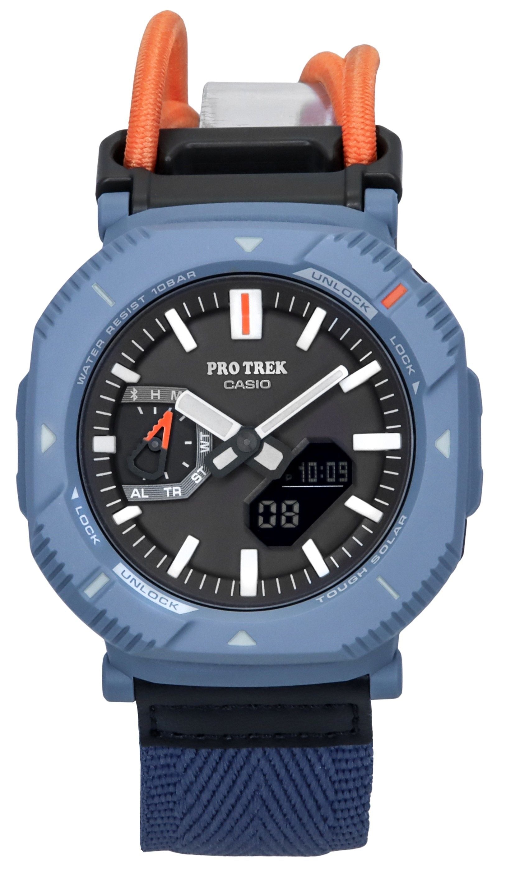 Casio Pro Trek Hiker Line Analog Digital Mobile Link Cloth Strap Grey Dial Tough Solar PRJ - B001B - 2 100M Men's Watch - Prestige Stones