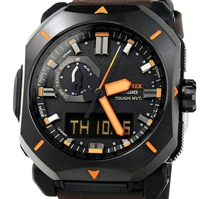 Casio ProTrek Analog Digital Brown Leather Strap Grey Dial Tough Solar PRW - 6900YL - 5 100M Men's Watch - Prestige Stones