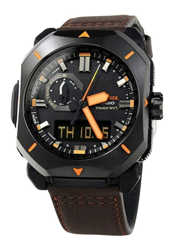 Casio ProTrek Analog Digital Brown Leather Strap Grey Dial Tough Solar PRW - 6900YL - 5 100M Men's Watch - Prestige Stones