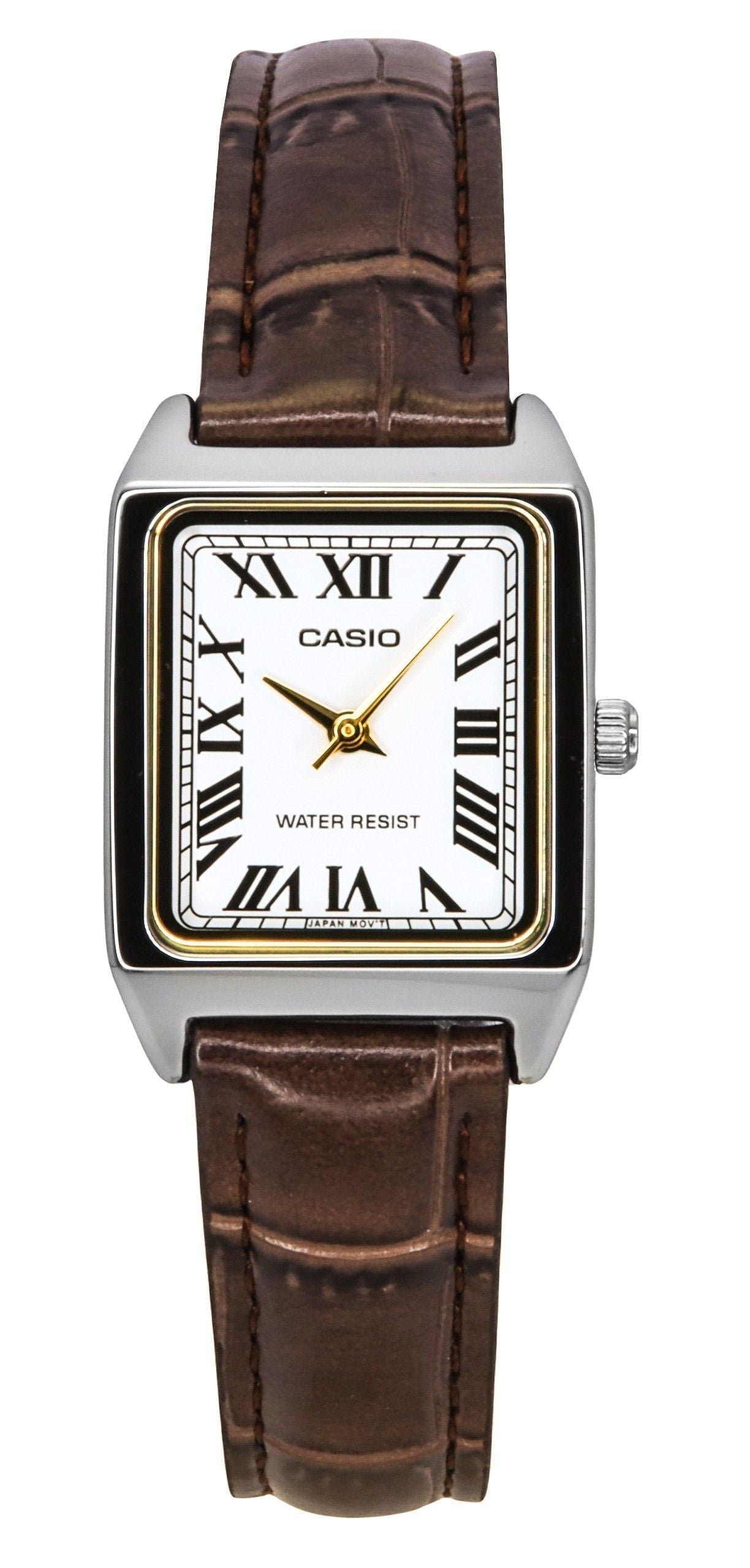 Casio Standard Analog Chrome Plated Leather Strap White Dial Quartz LTP - V007L - 7B2 Women's Watch - Prestige Stones