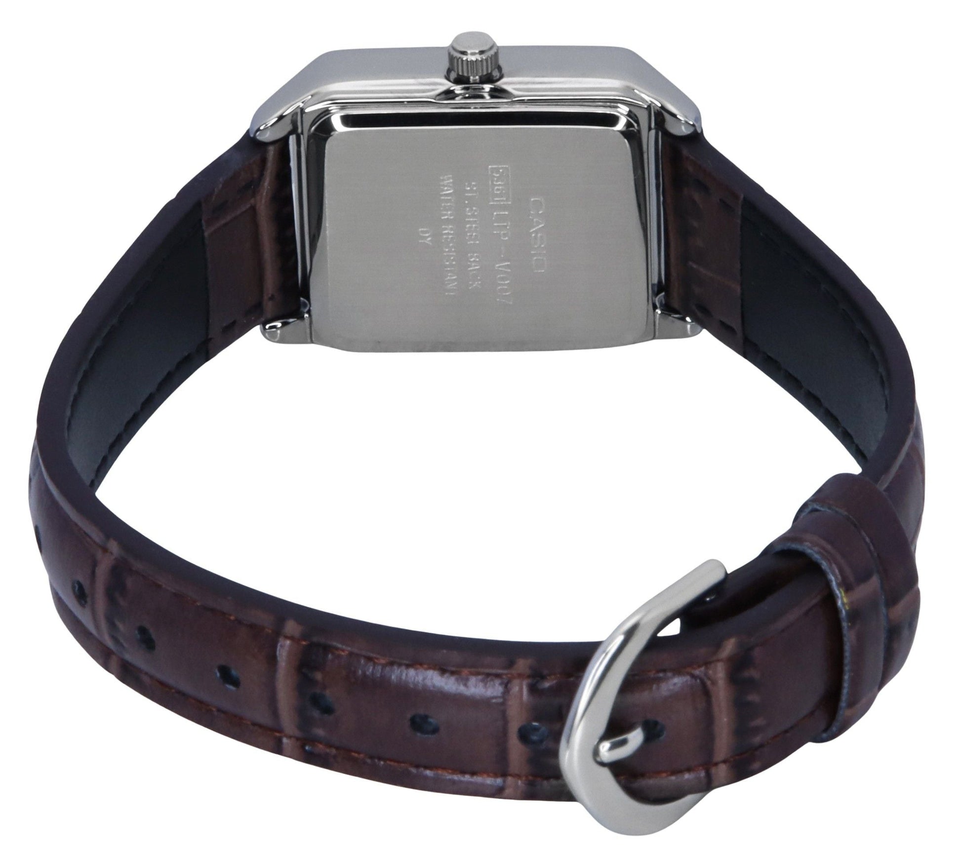 Casio Standard Analog Chrome Plated Leather Strap White Dial Quartz LTP - V007L - 7B2 Women's Watch - Prestige Stones