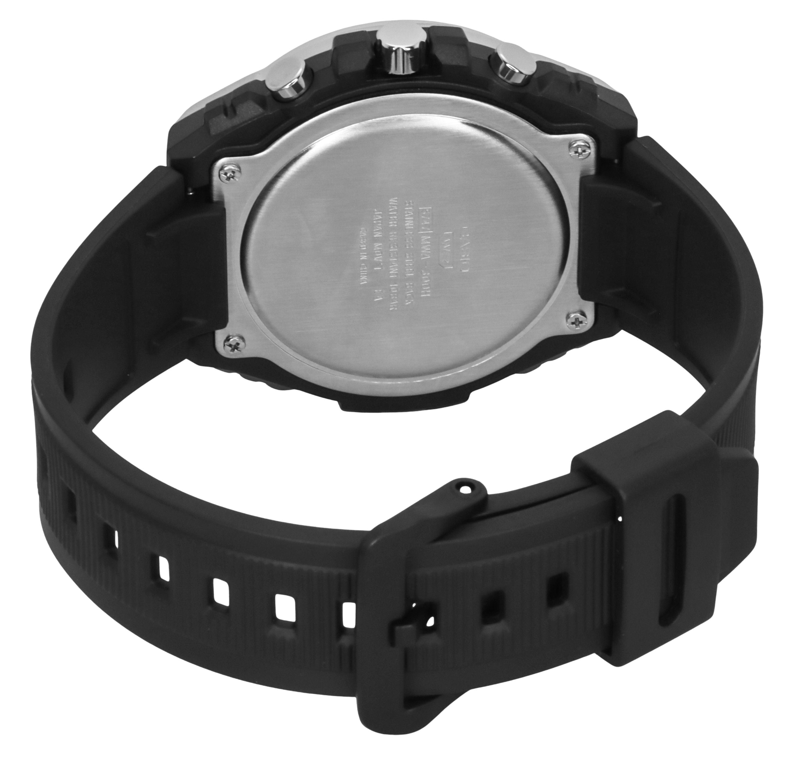 Casio Standard Analog Chronograph Resin Strap Black Dial Quartz MWA - 300H - 1AV 100M Men's Watch - Prestige Stones