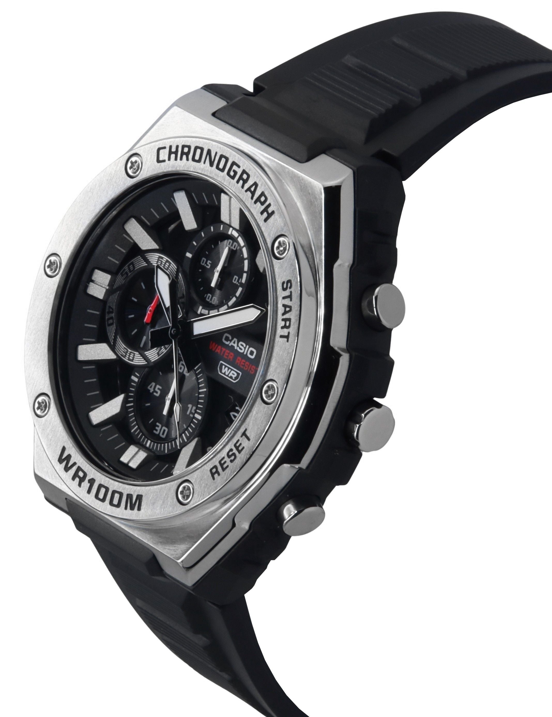 Casio Standard Analog Chronograph Resin Strap Black Dial Quartz MWA - 300H - 1AV 100M Men's Watch - Prestige Stones