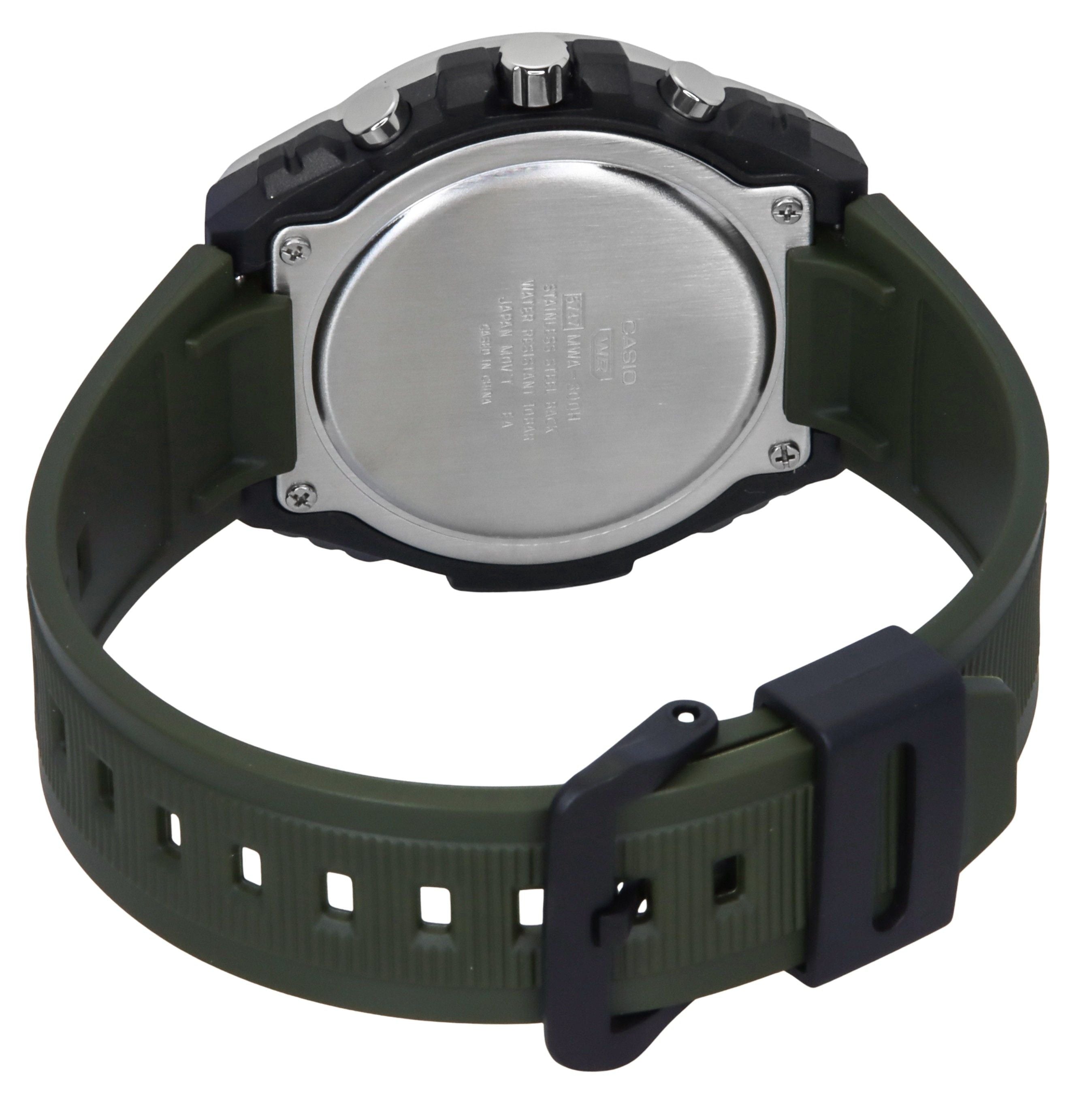 Casio Standard Analog Chronograph Resin Strap Green Dial Quartz MWA - 300H - 3AV 100M Men's Watch - Prestige Stones