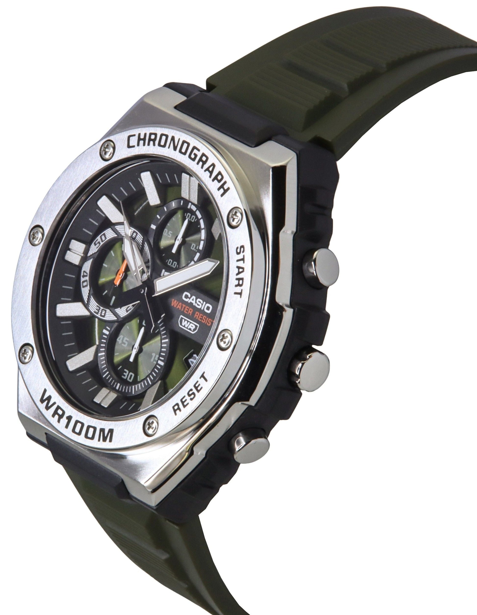 Casio Standard Analog Chronograph Resin Strap Green Dial Quartz MWA - 300H - 3AV 100M Men's Watch - Prestige Stones