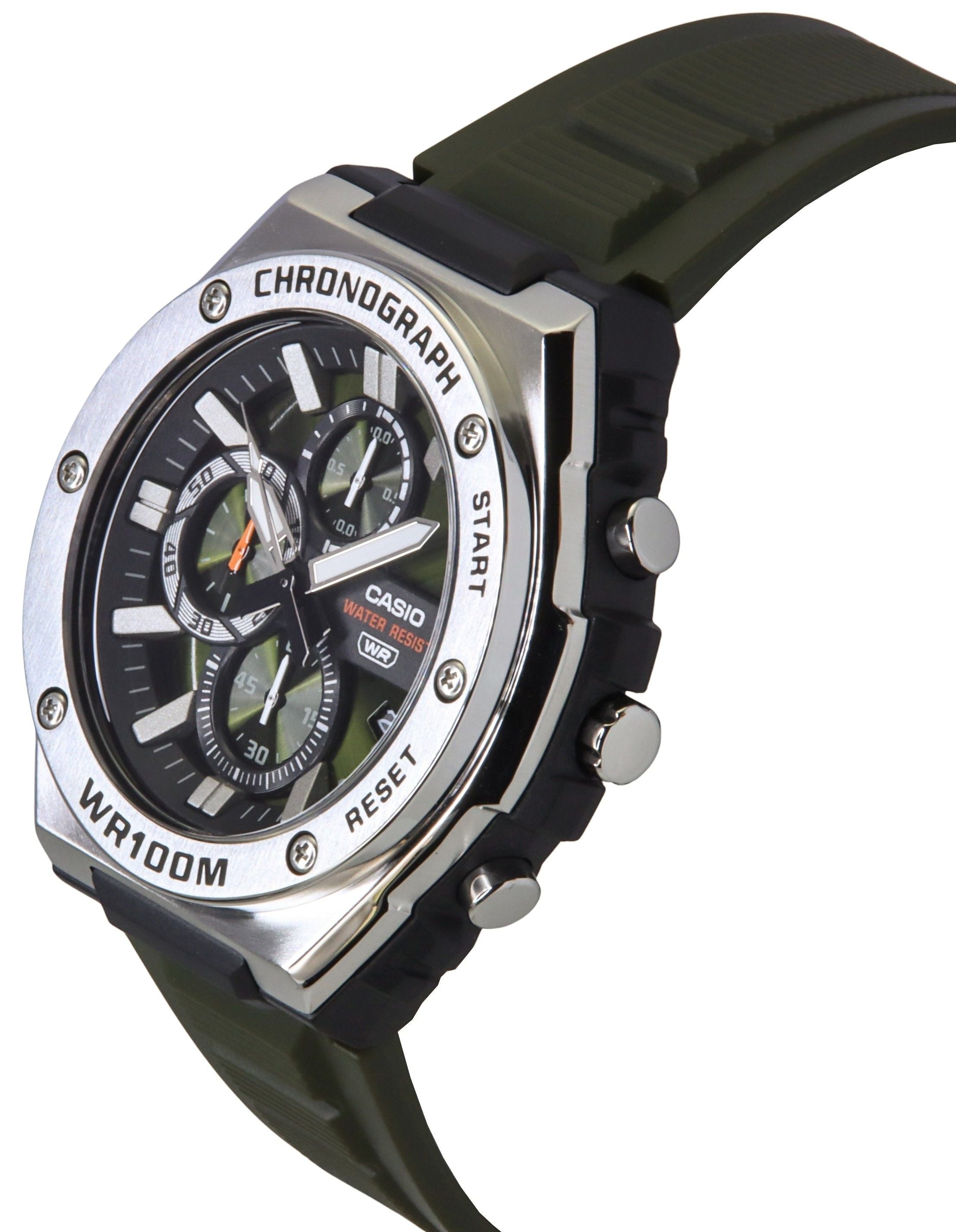 Casio Standard Analog Chronograph Resin Strap Green Dial Quartz MWA - 300H - 3AV 100M Men's Watch - Prestige Stones
