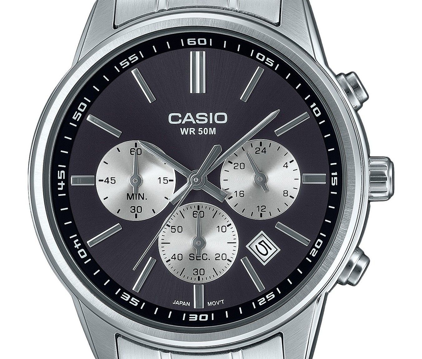 Casio Standard Analog Chronograph Stainless Steel Grey Dial Quartz MTP - E515D - 1AV Men's Watch - Prestige Stones