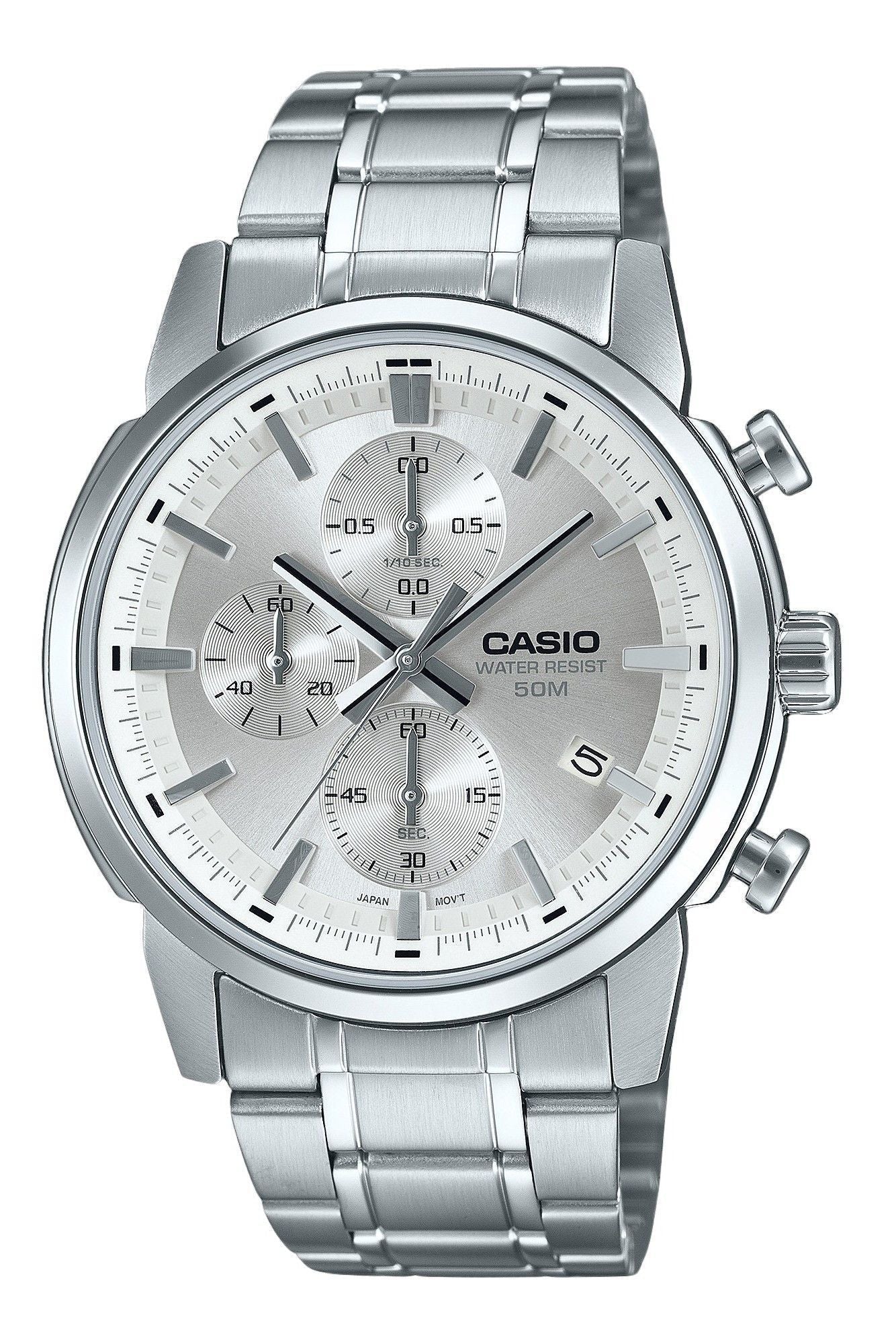 Casio Standard Analog Chronograph Stainless Steel Silver Dial Quartz MTP - E510D - 7AV Men's Watch - Prestige Stones
