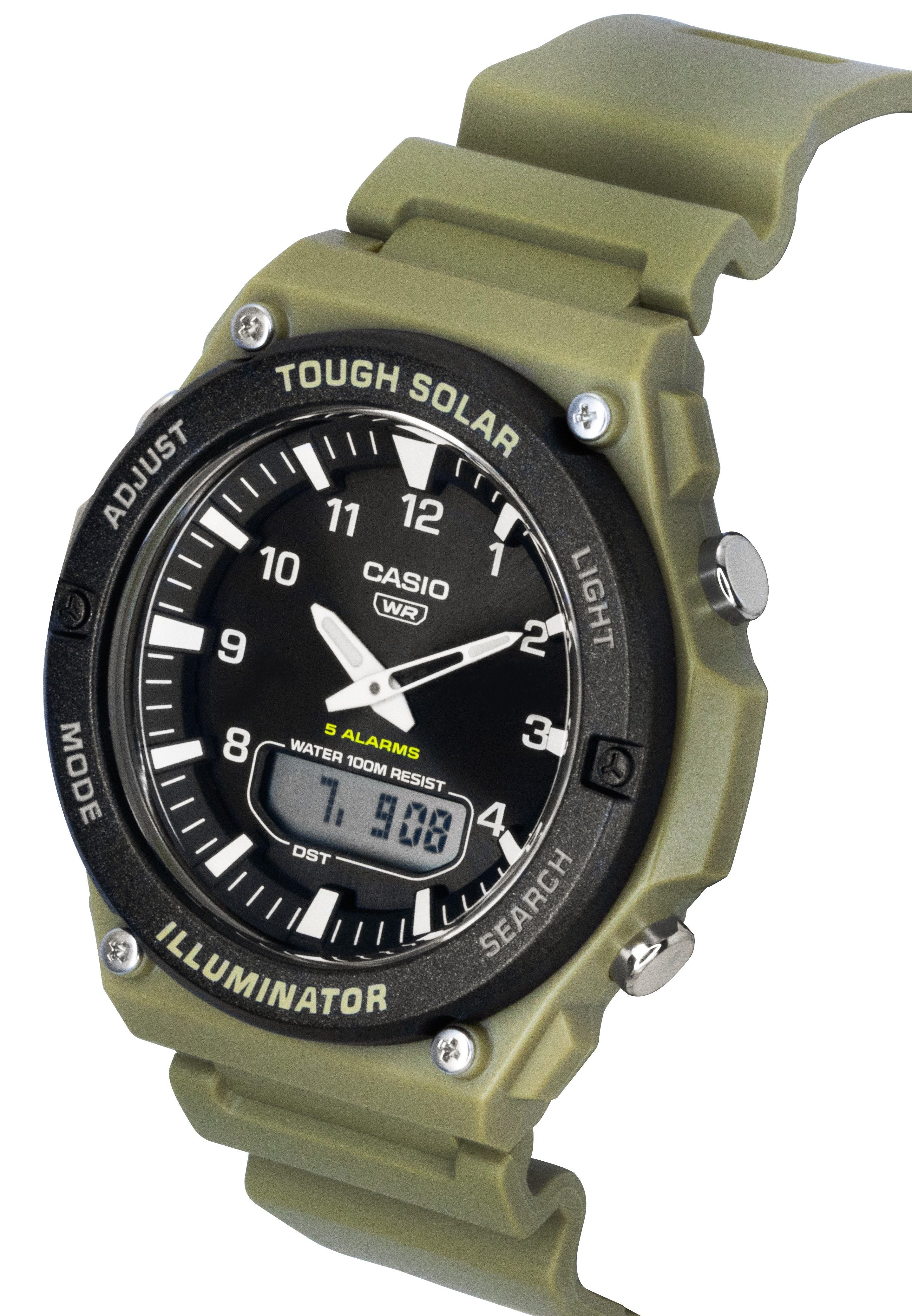 Casio Standard Analog Digital Resin Strap Black Dial Solar AQ - S820W - 5AV 100M Men's Watch - Prestige Stones