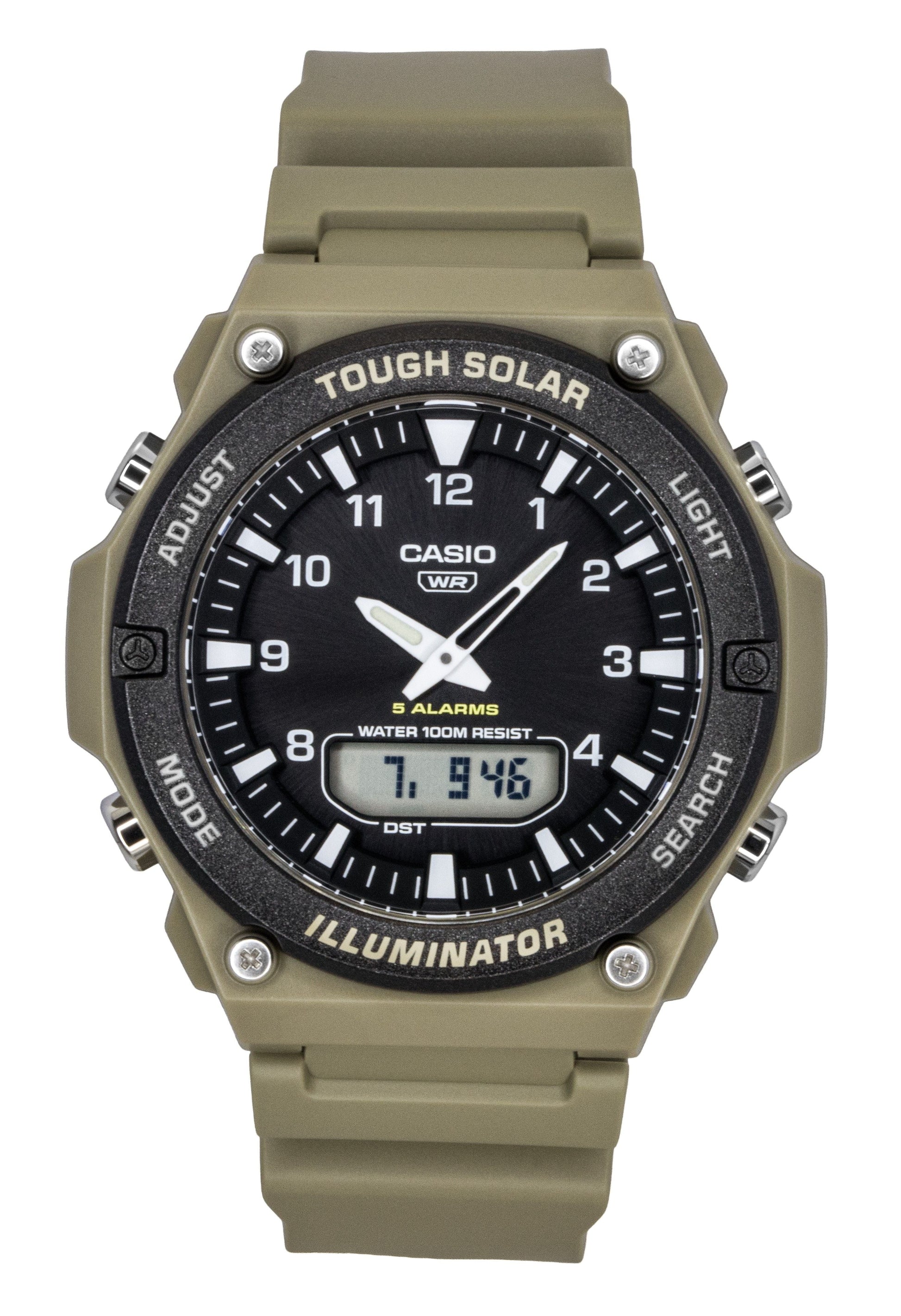 Casio Standard Analog Digital Resin Strap Black Dial Solar AQ - S820W - 5AV 100M Men's Watch - Prestige Stones