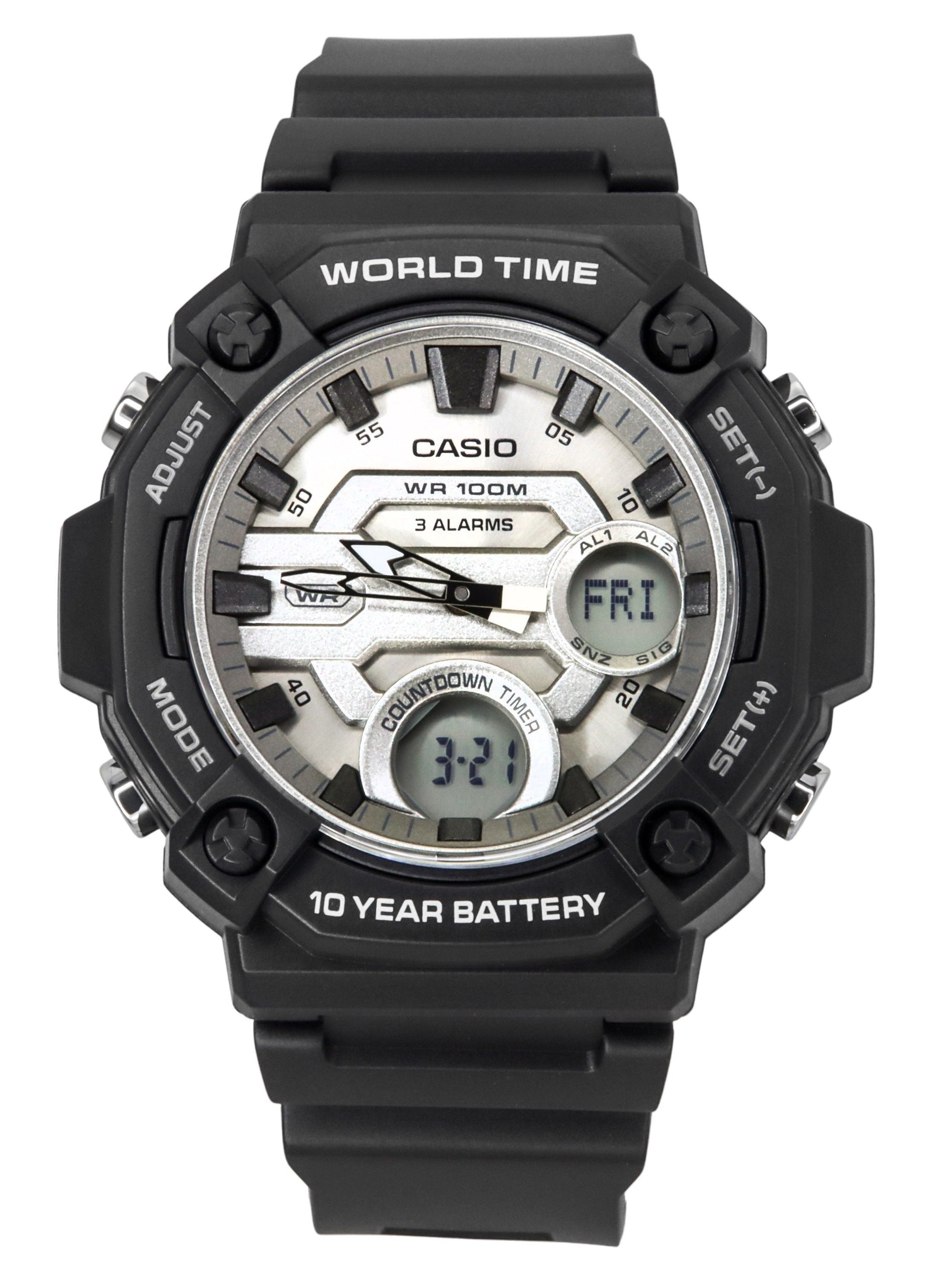 Casio Standard Analog Digital Resin Strap Silver Dial Quartz AEQ - 120W - 7AV 100M Men's Watch - Prestige Stones