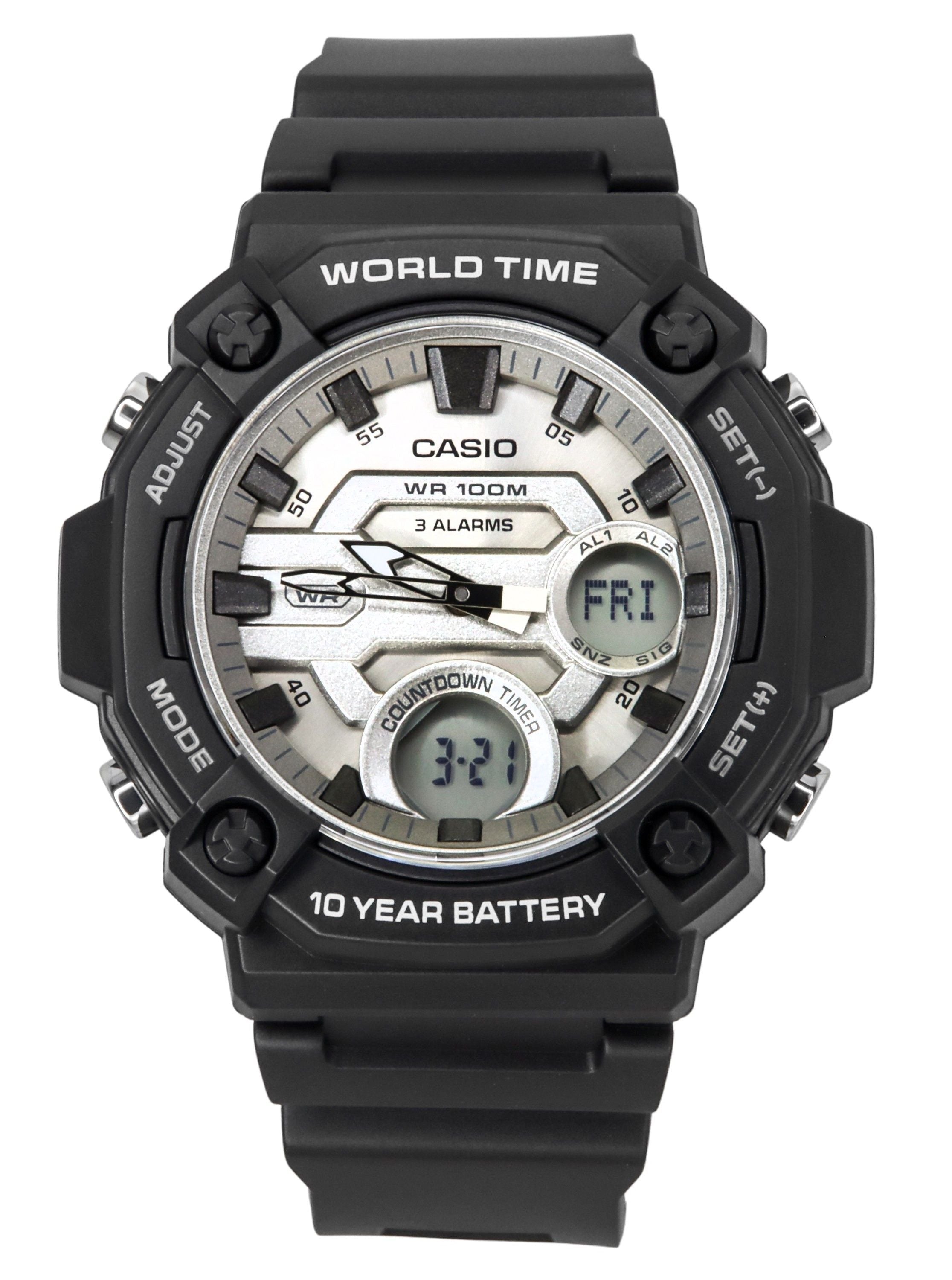 Casio Standard Analog Digital Resin Strap Silver Dial Quartz AEQ - 120W - 7AV 100M Men's Watch - Prestige Stones