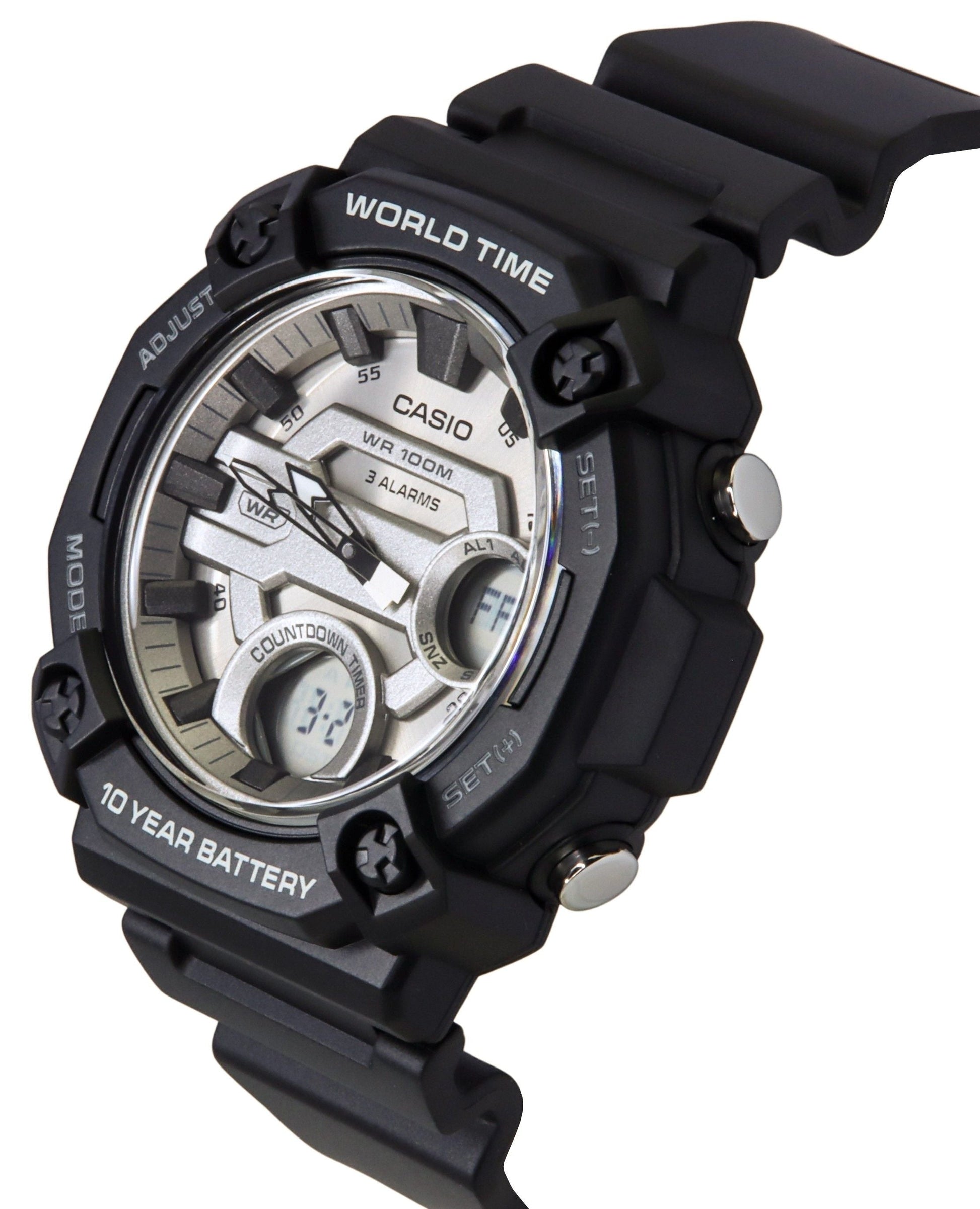 Casio Standard Analog Digital Resin Strap Silver Dial Quartz AEQ - 120W - 7AV 100M Men's Watch - Prestige Stones