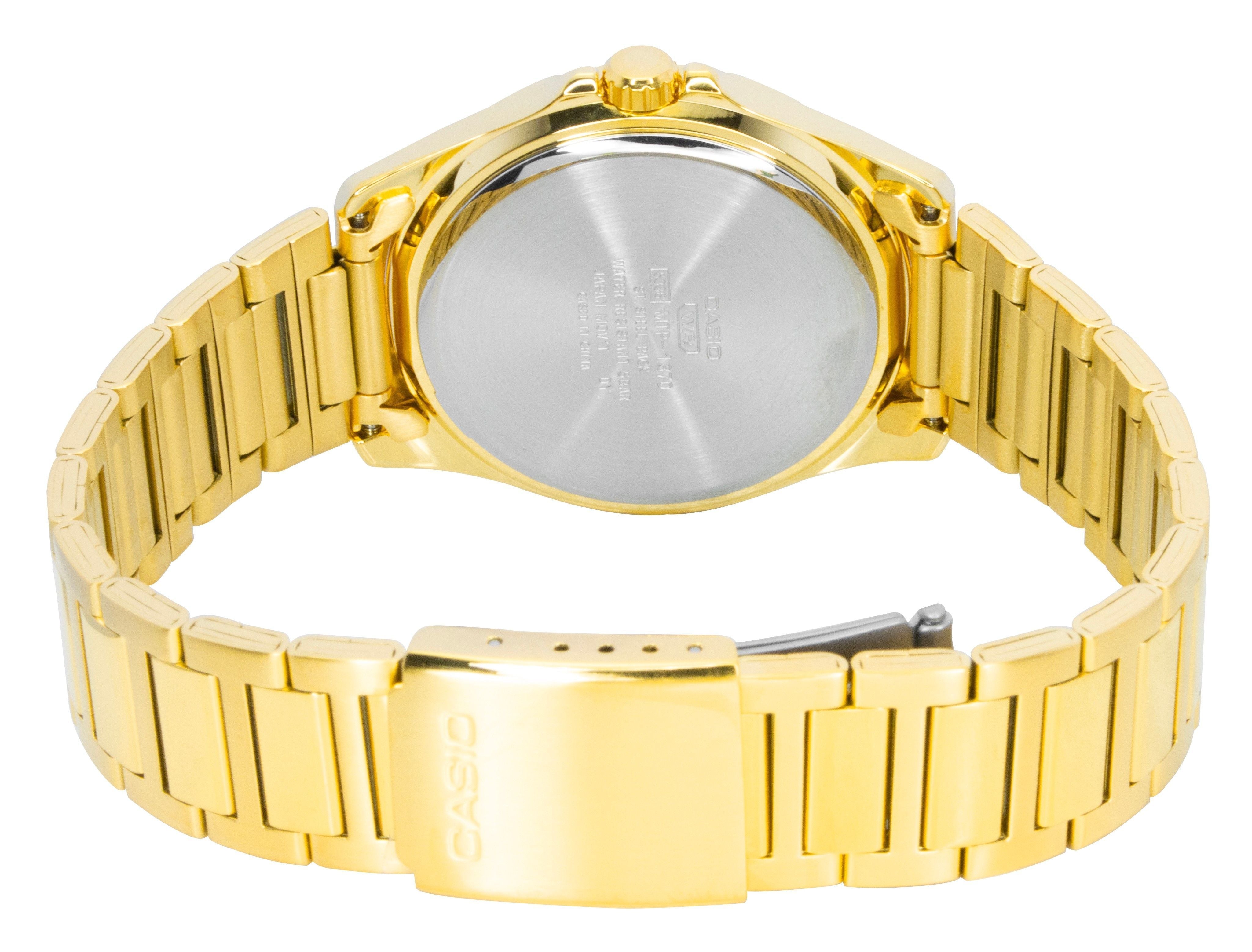 Casio Standard Analog Gold Tone Stainless Steel Black Dial Quartz MTP - 1370G - 1AV Men's Watch - Prestige Stones
