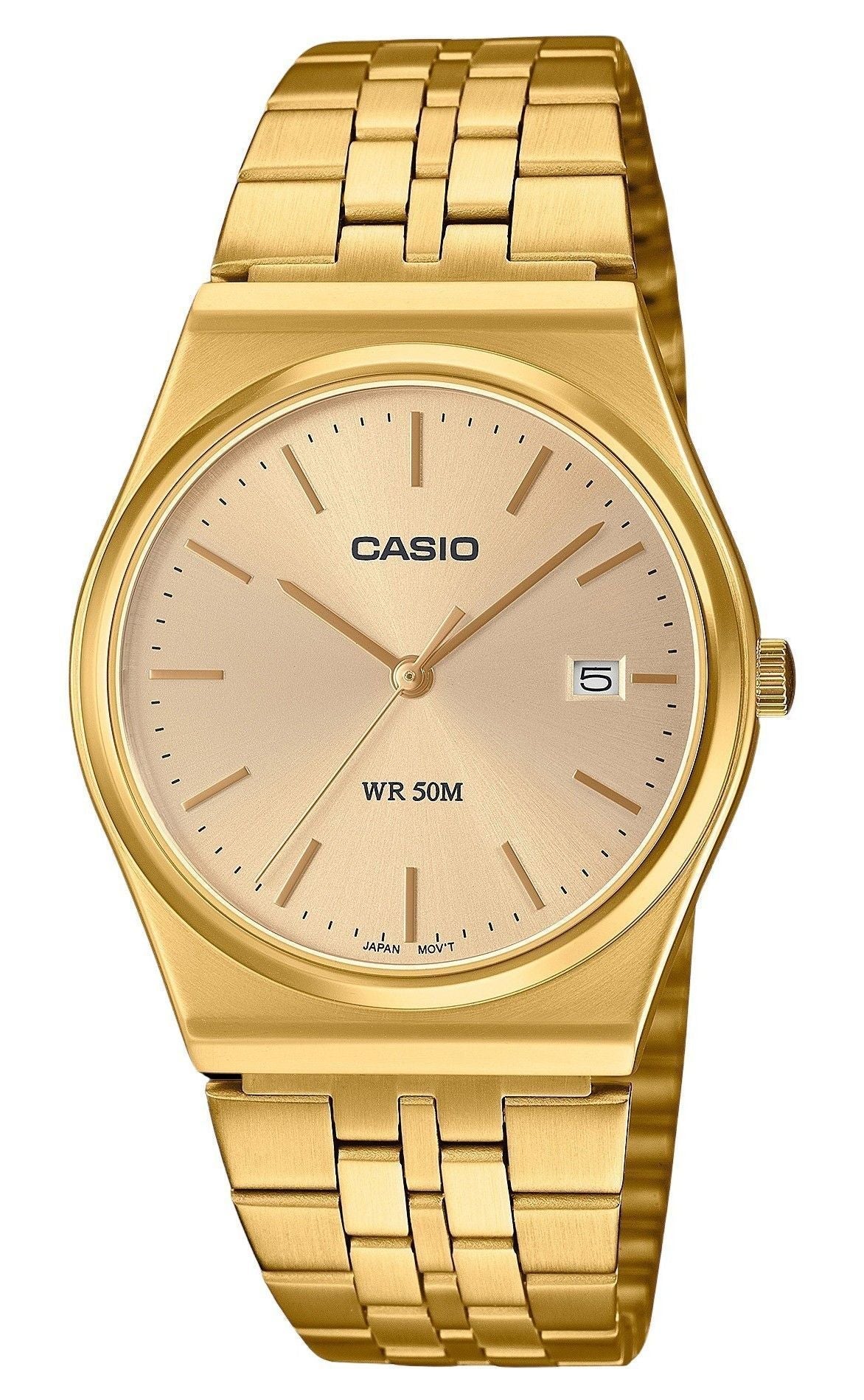Casio Standard Analog Gold Tone Stainless Steel Gold Dial Quartz MTP - B145G - 9AV Unisex Watch - Prestige Stones